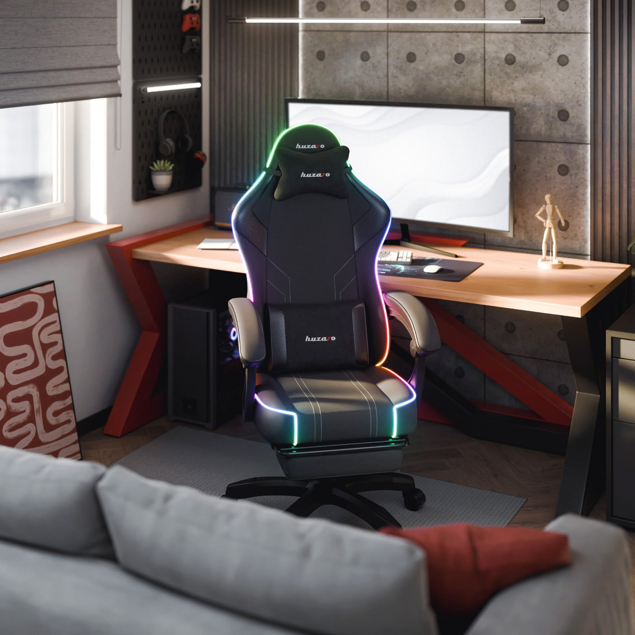 Sillón gaming Huzaro Force 3.7 RGB Negro