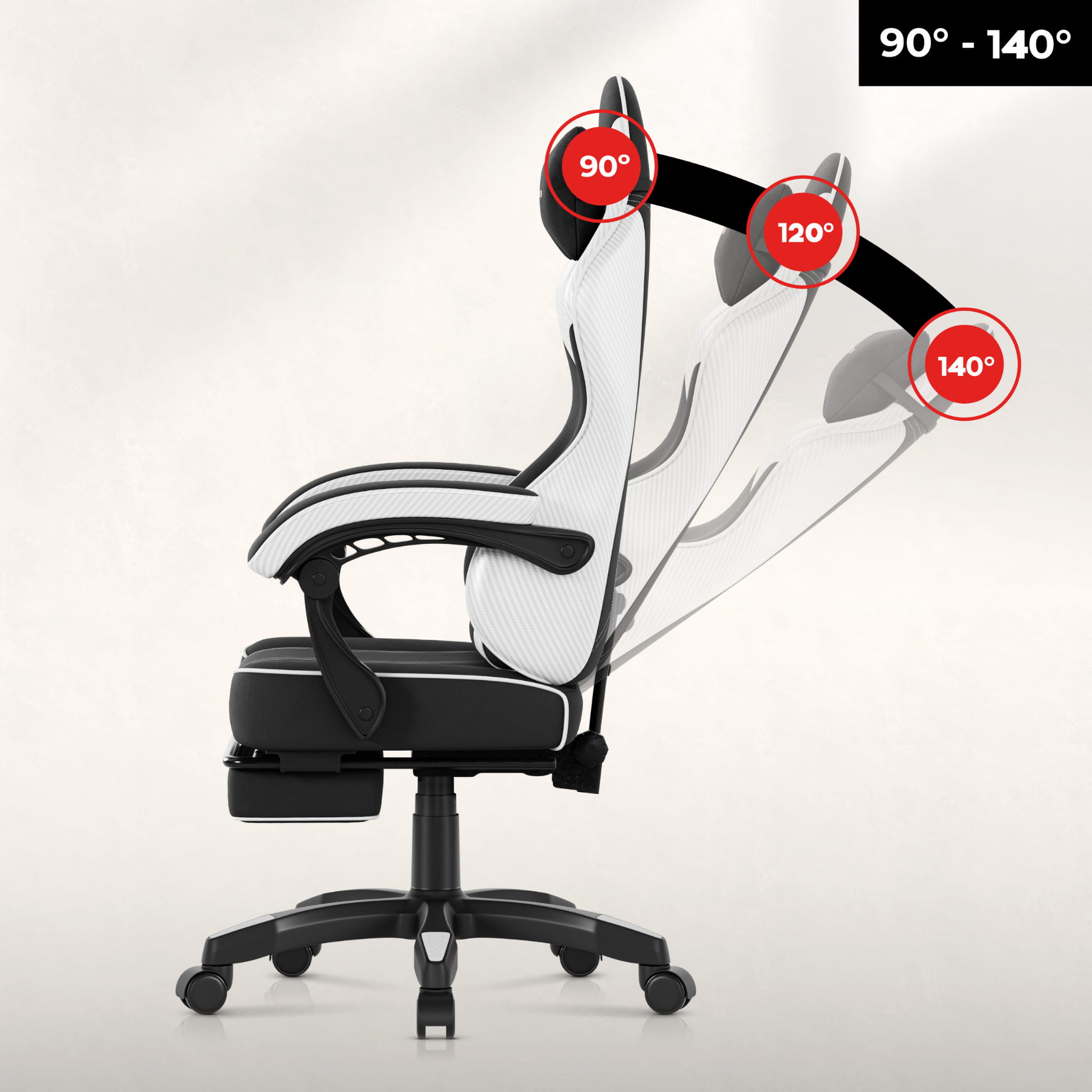 Sillón gaming Huzaro Force 3.7 White Carbon