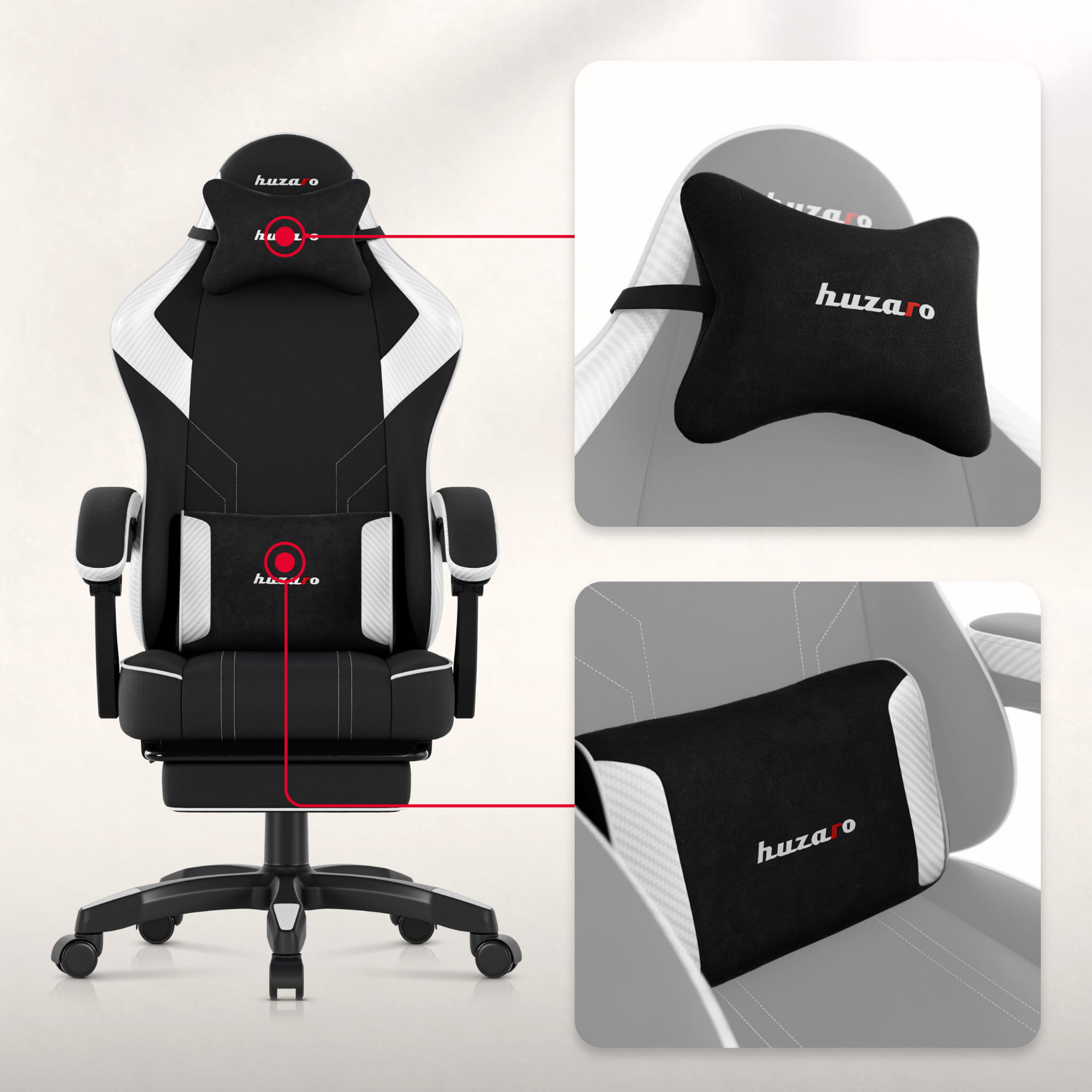 Sillón gaming Huzaro Force 3.7 White Carbon
