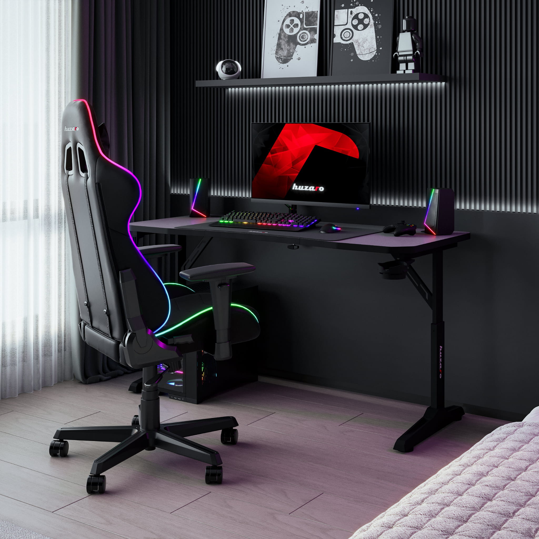 Escritorio para videojuegos Huzaro Hero 3.6 Black de 140 cm