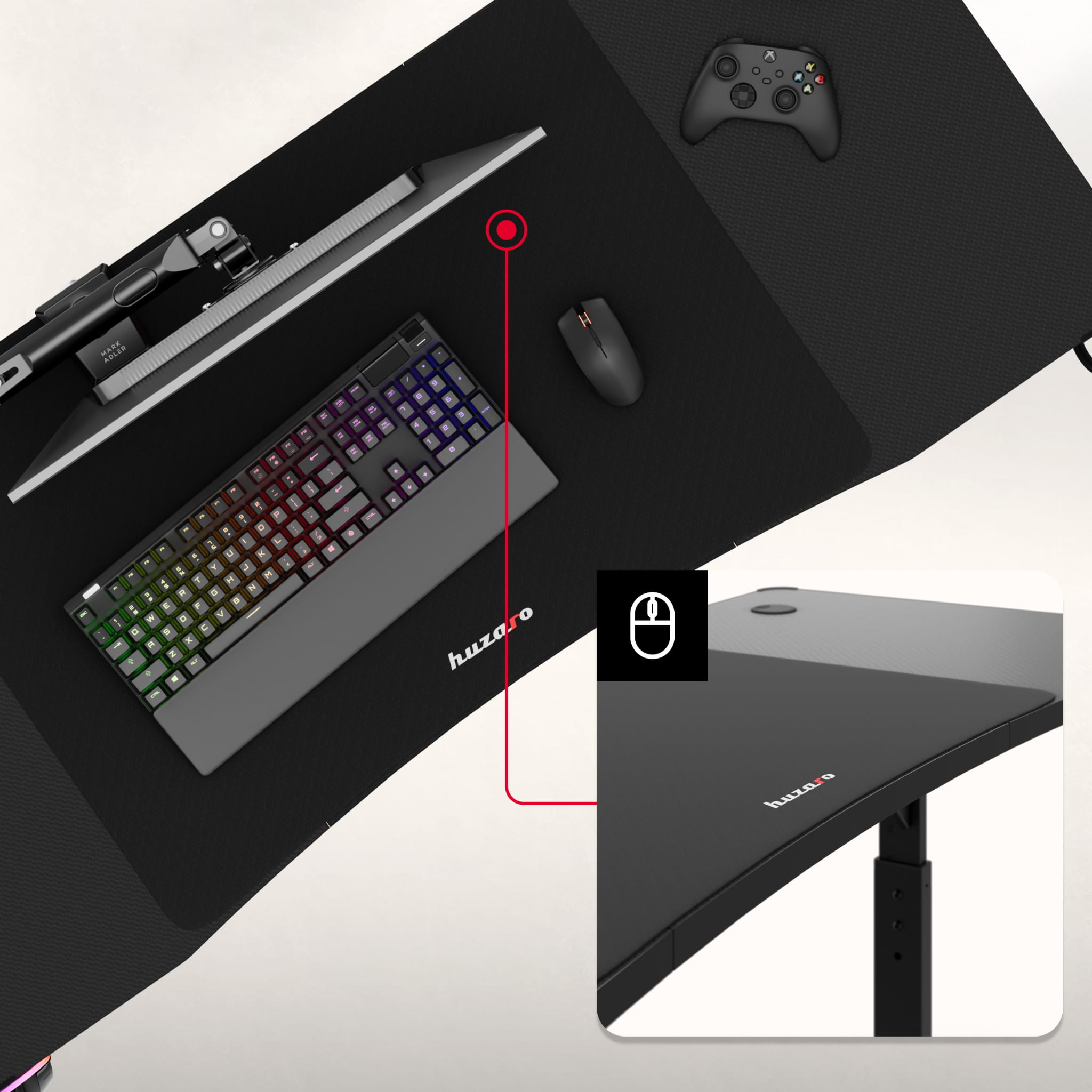 Escritorio para videojuegos Huzaro Hero 3.6 RGB LED Negro 140 cm
