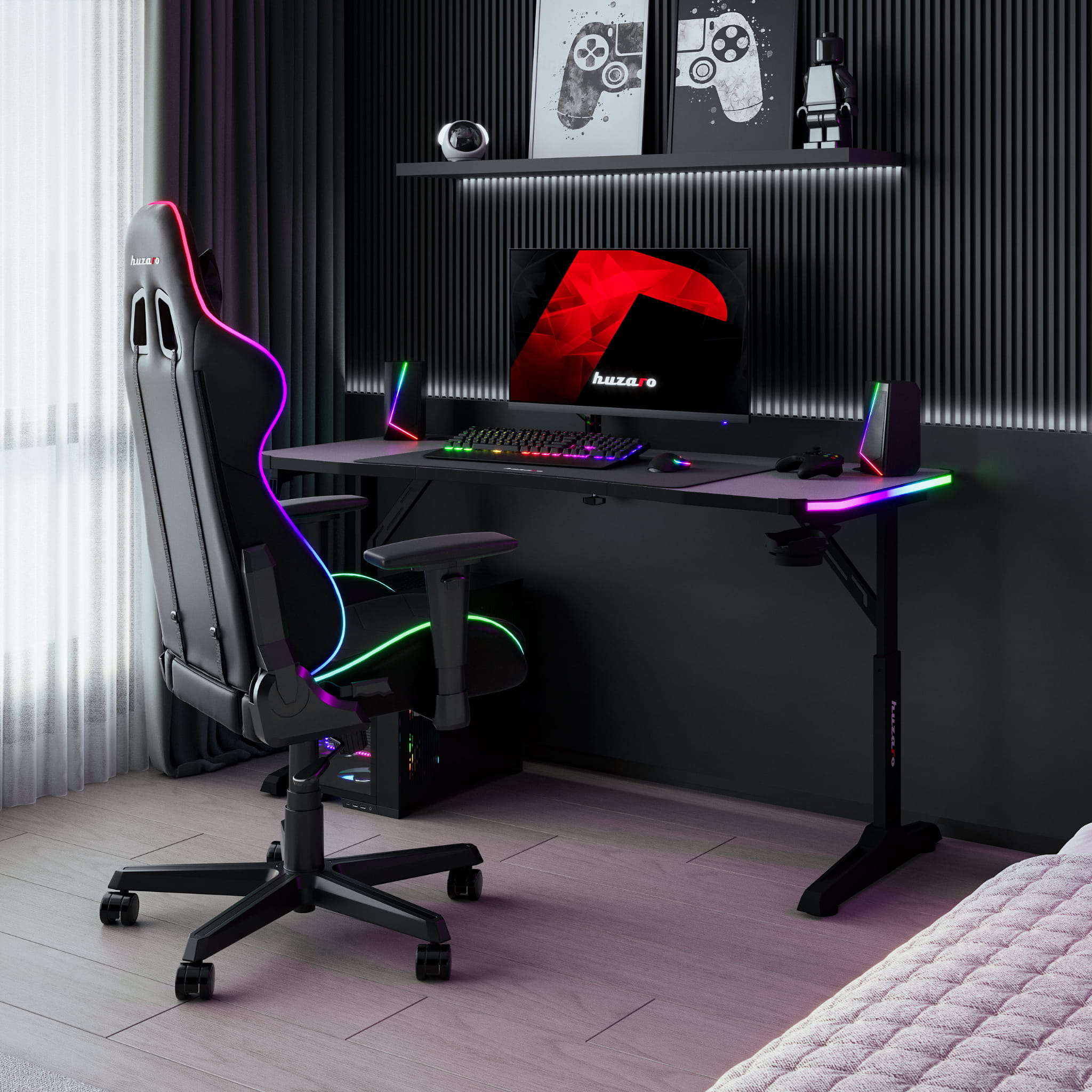 Escritorio para videojuegos Huzaro Hero 3.6 RGB LED Negro 140 cm