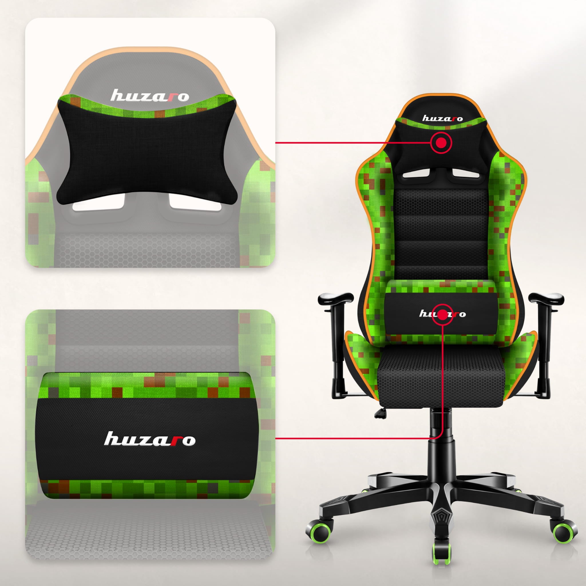 Sillón gaming para niños HUZARO RANGER 6.0 Pixel Mesh