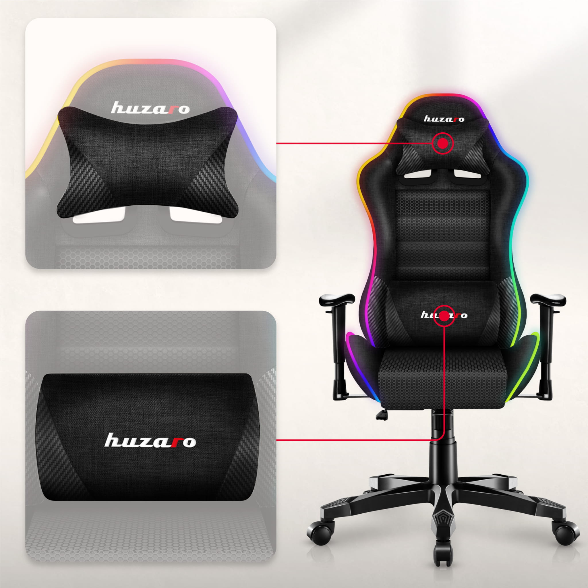 Sillón gaming para niños HUZARO RANGER 6.0 RGB Mesh