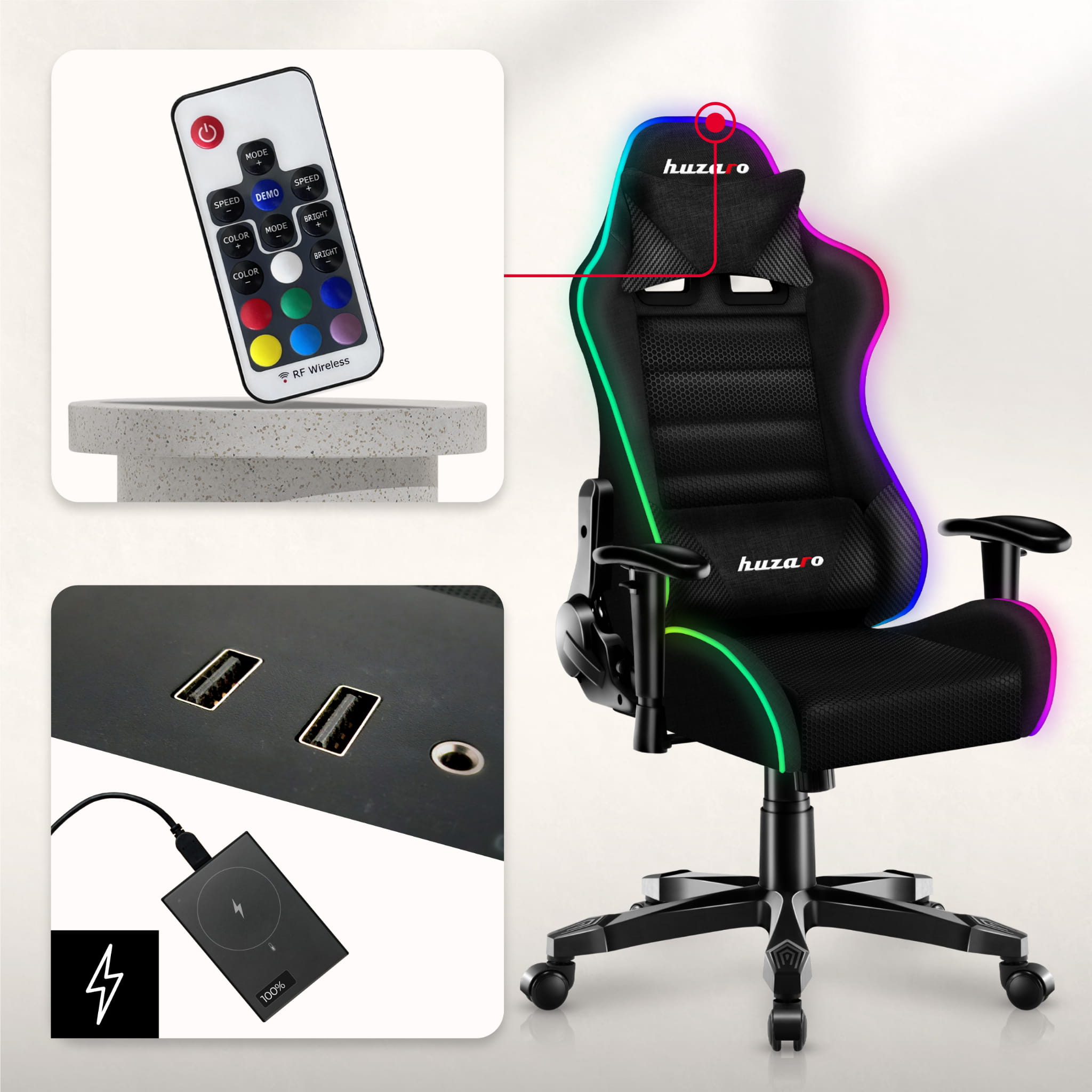 Sillón gaming para niños HUZARO RANGER 6.0 RGB Mesh
