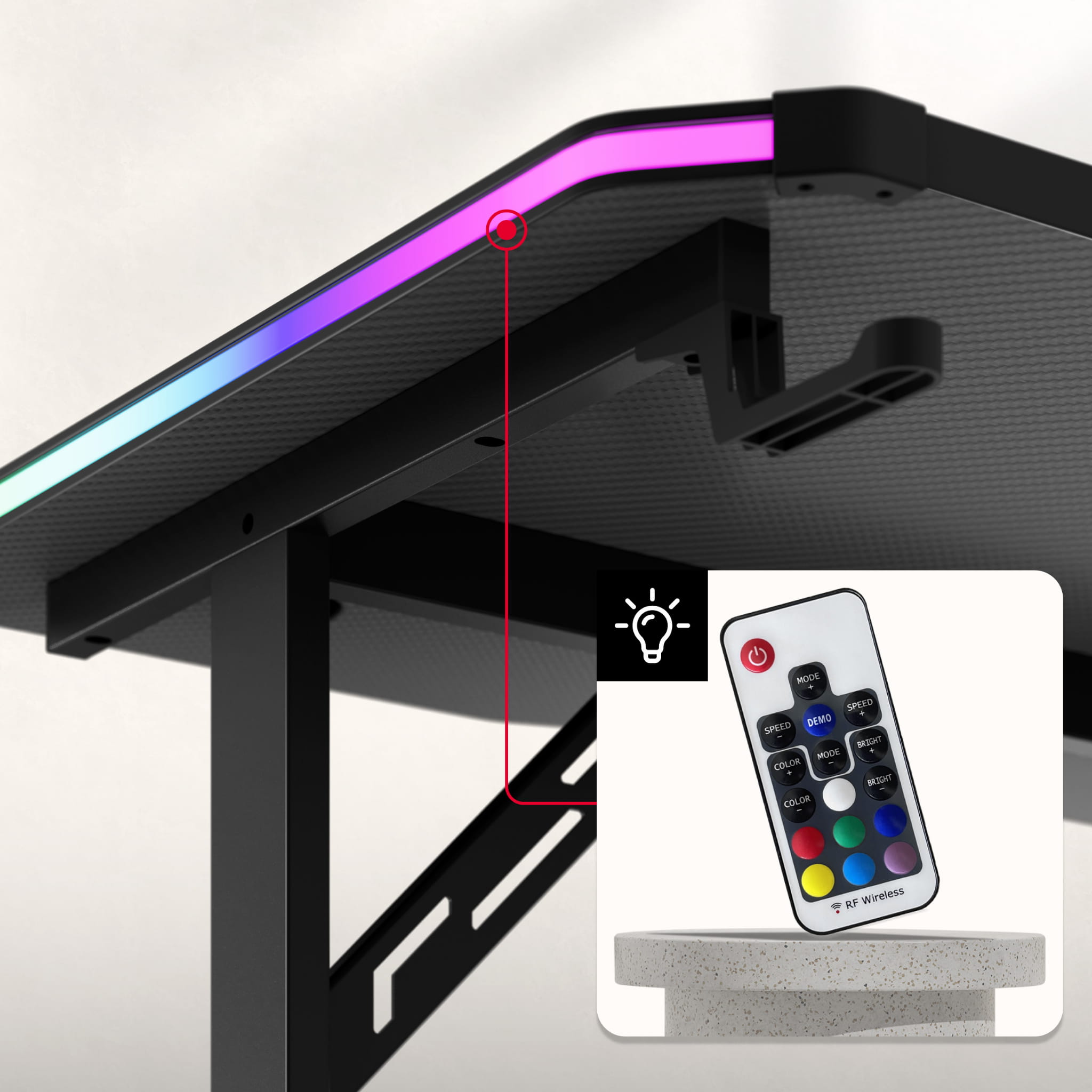 Escritorio para videojuegos Led Huzaro Hero 4.6 RGB Negro 160 cm