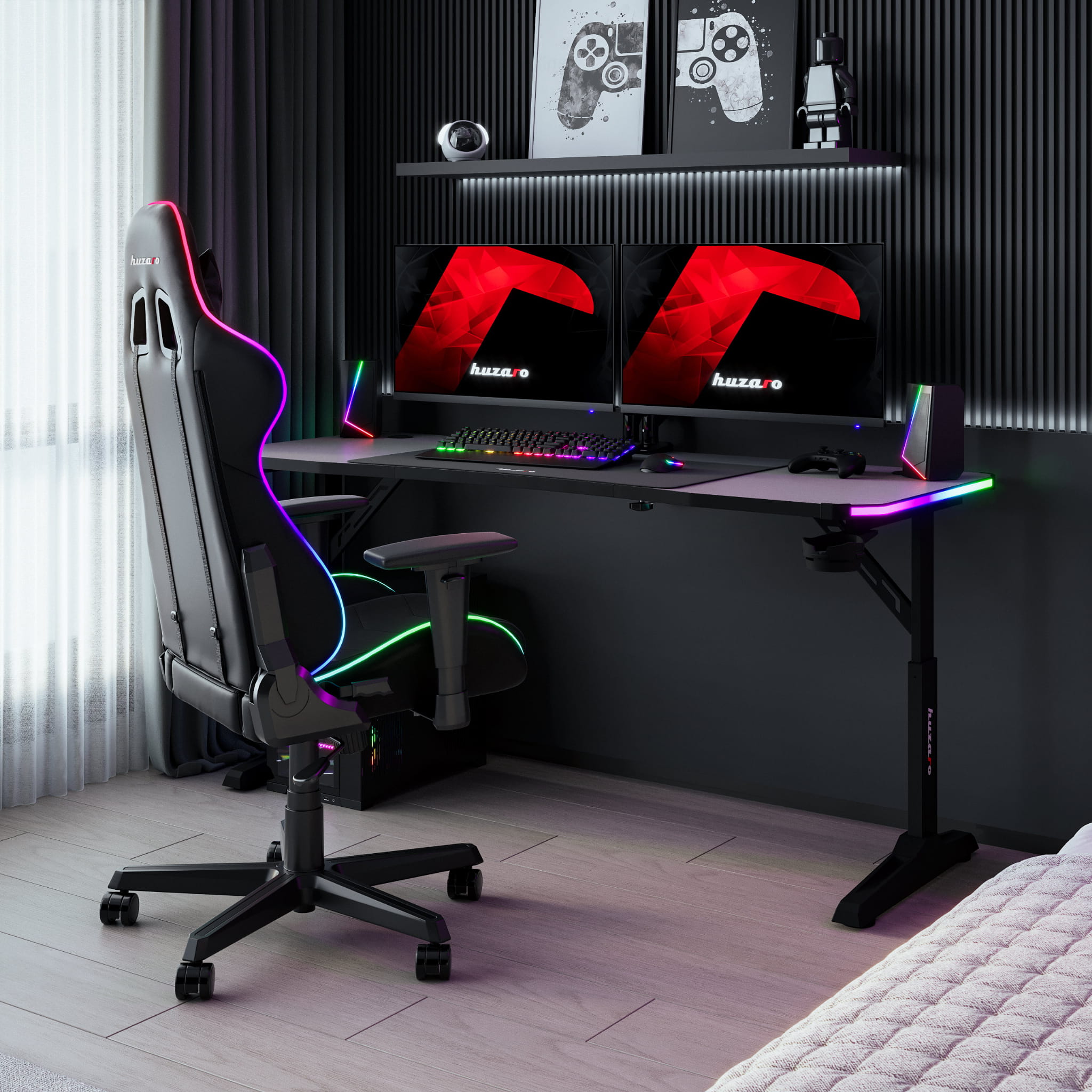 Escritorio para videojuegos Led Huzaro Hero 4.6 RGB Negro 160 cm