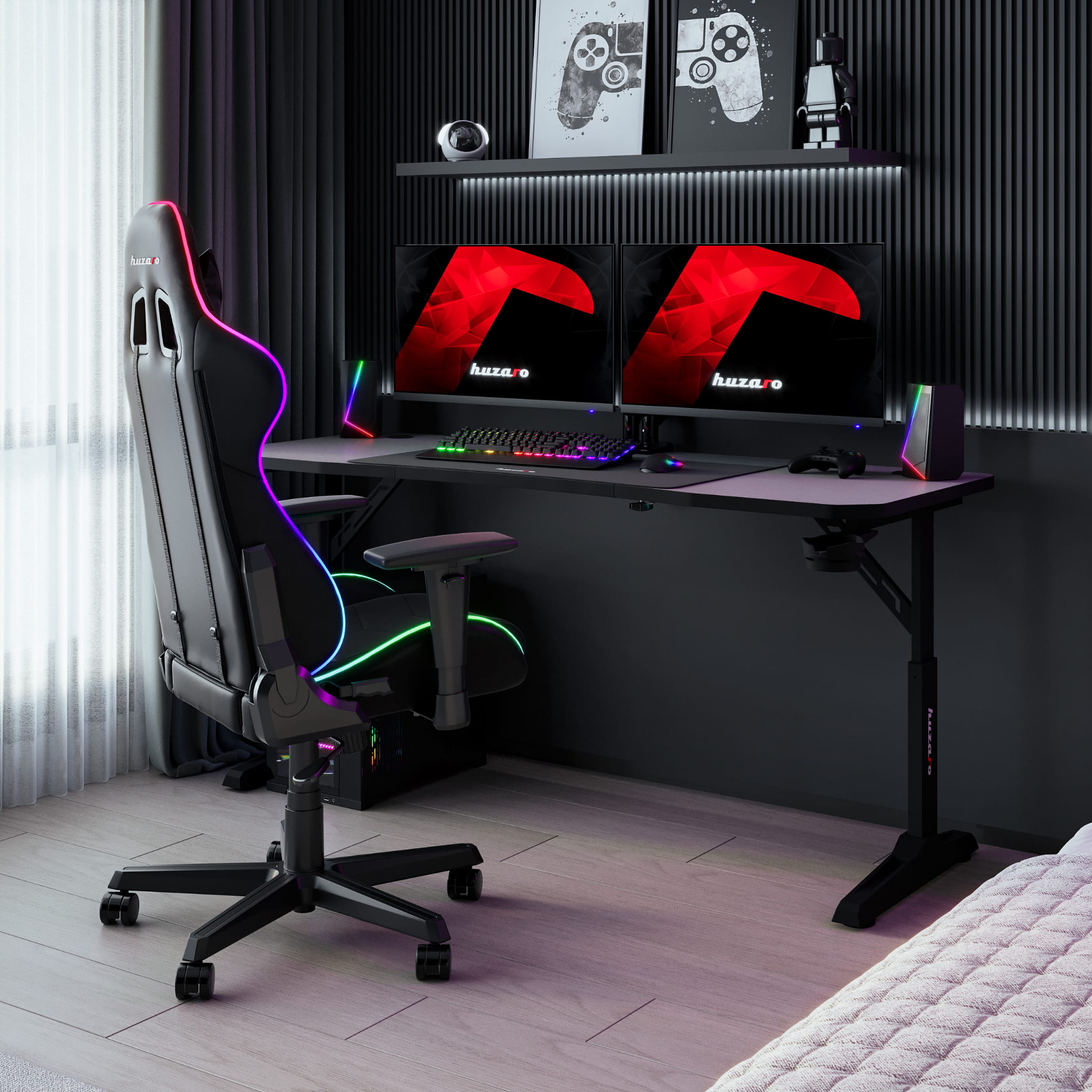 Escritorio para videojuegos Huzaro Hero 4.6 Black de 160 cm