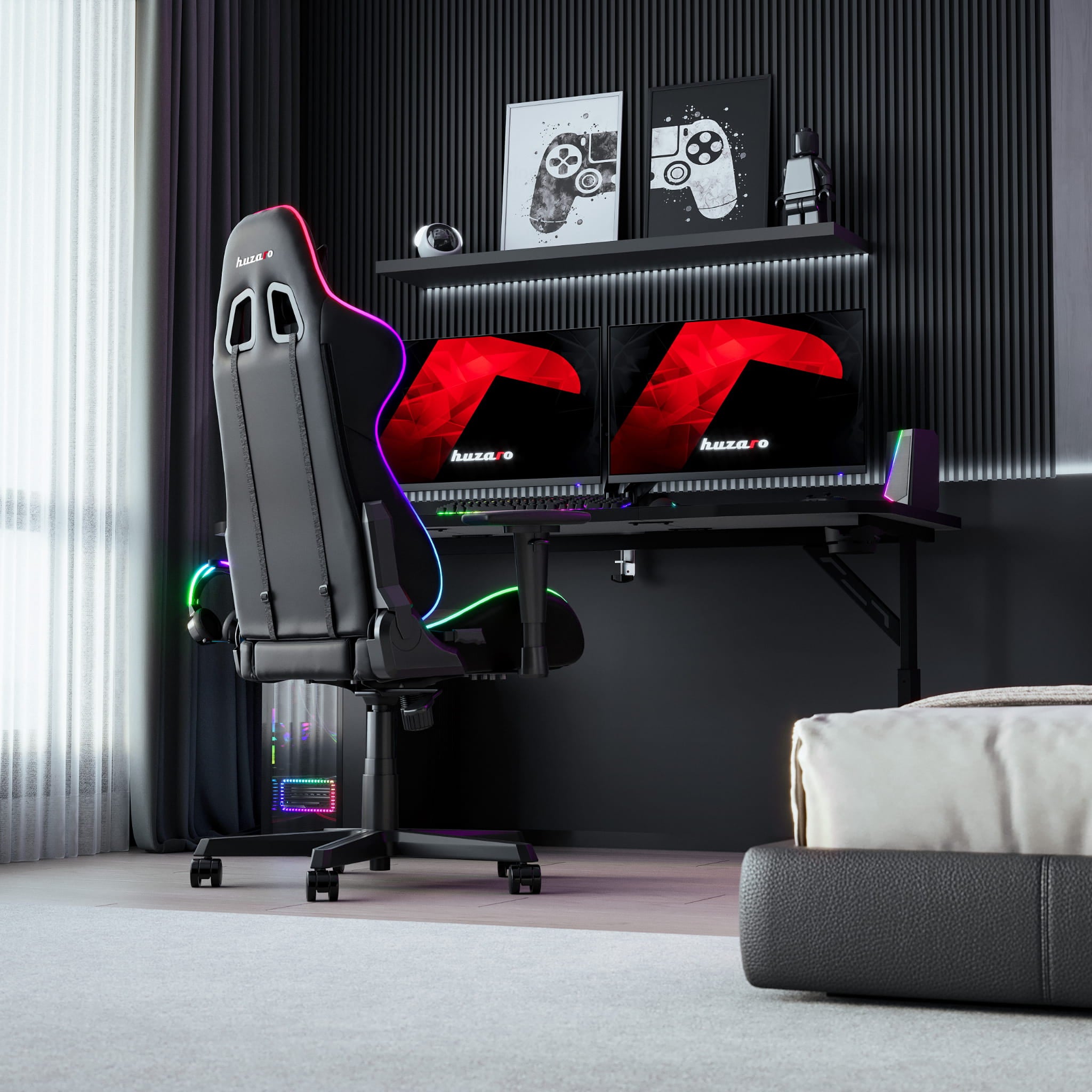 Escritorio para videojuegos Huzaro Hero 4.6 Black de 160 cm