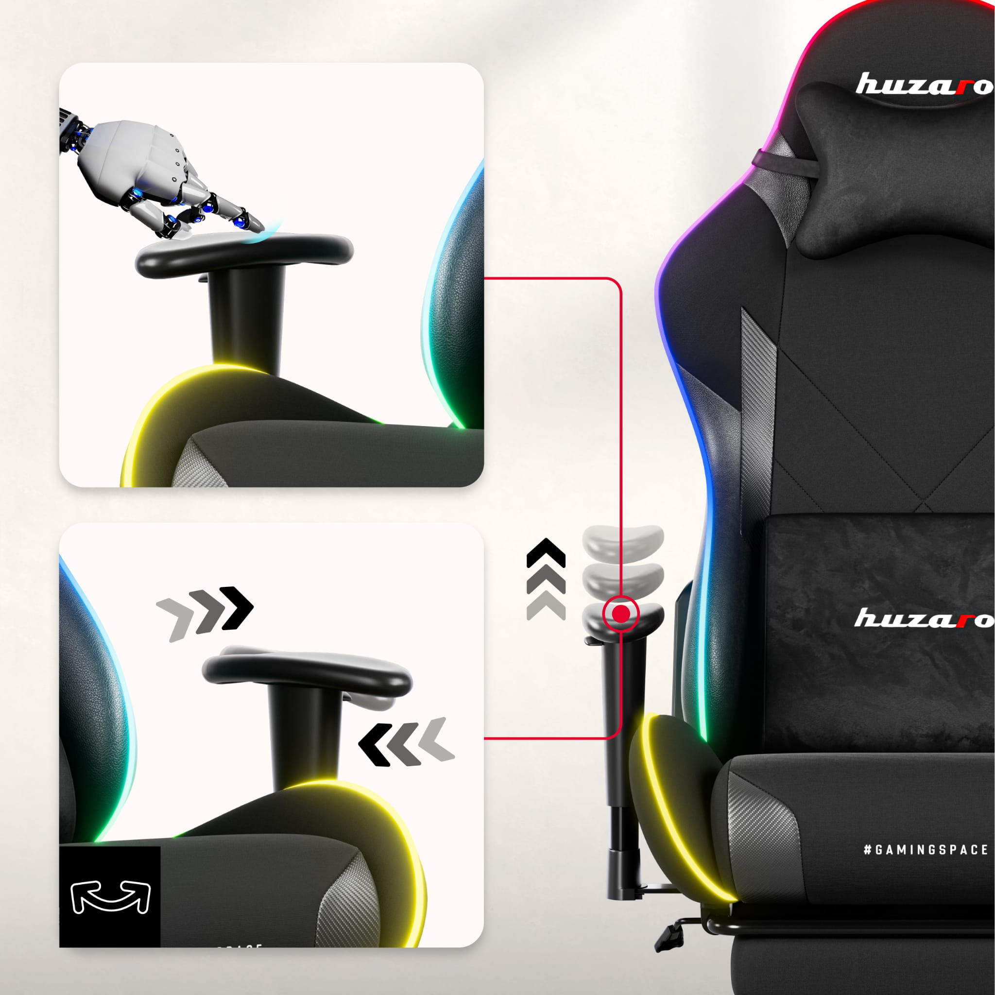 Sillón gaming LED Huzaro Force 5.7 Black RGB