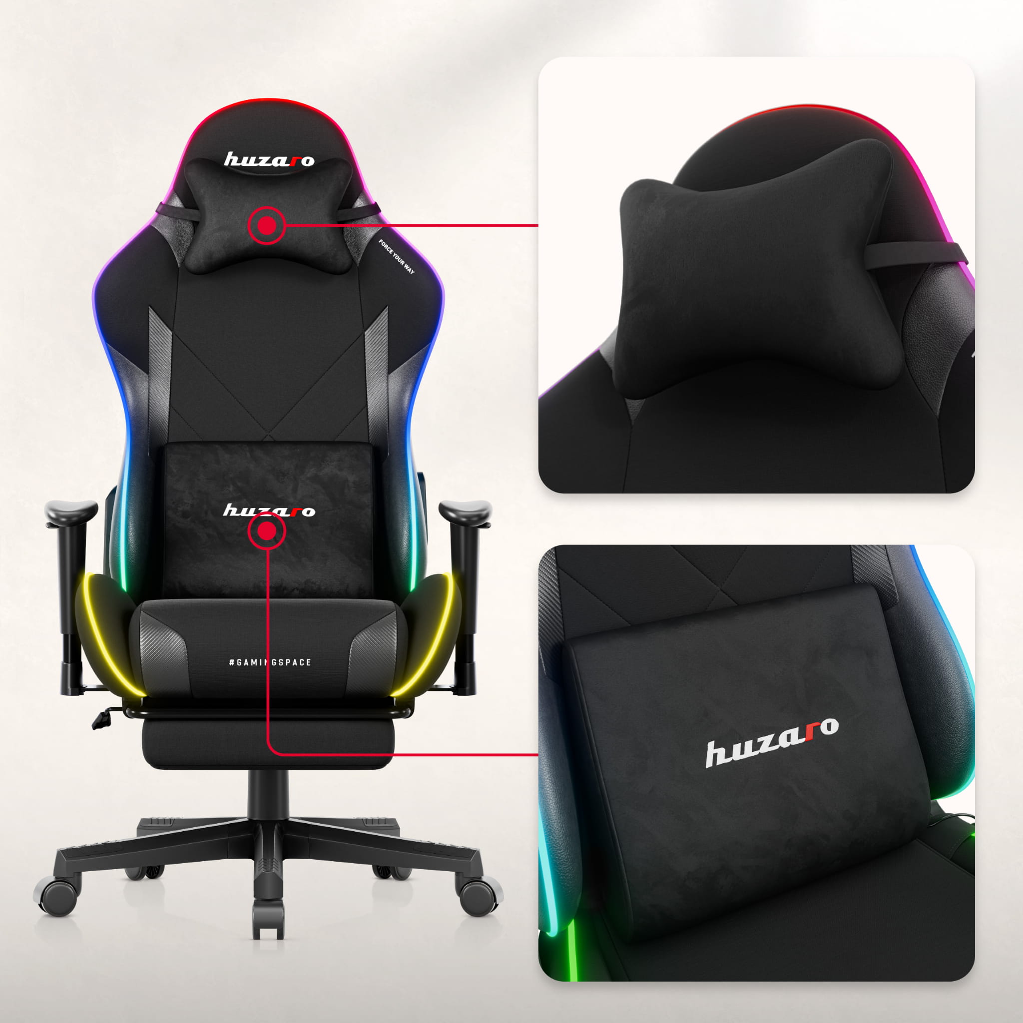 Sillón gaming LED Huzaro Force 5.7 Black RGB
