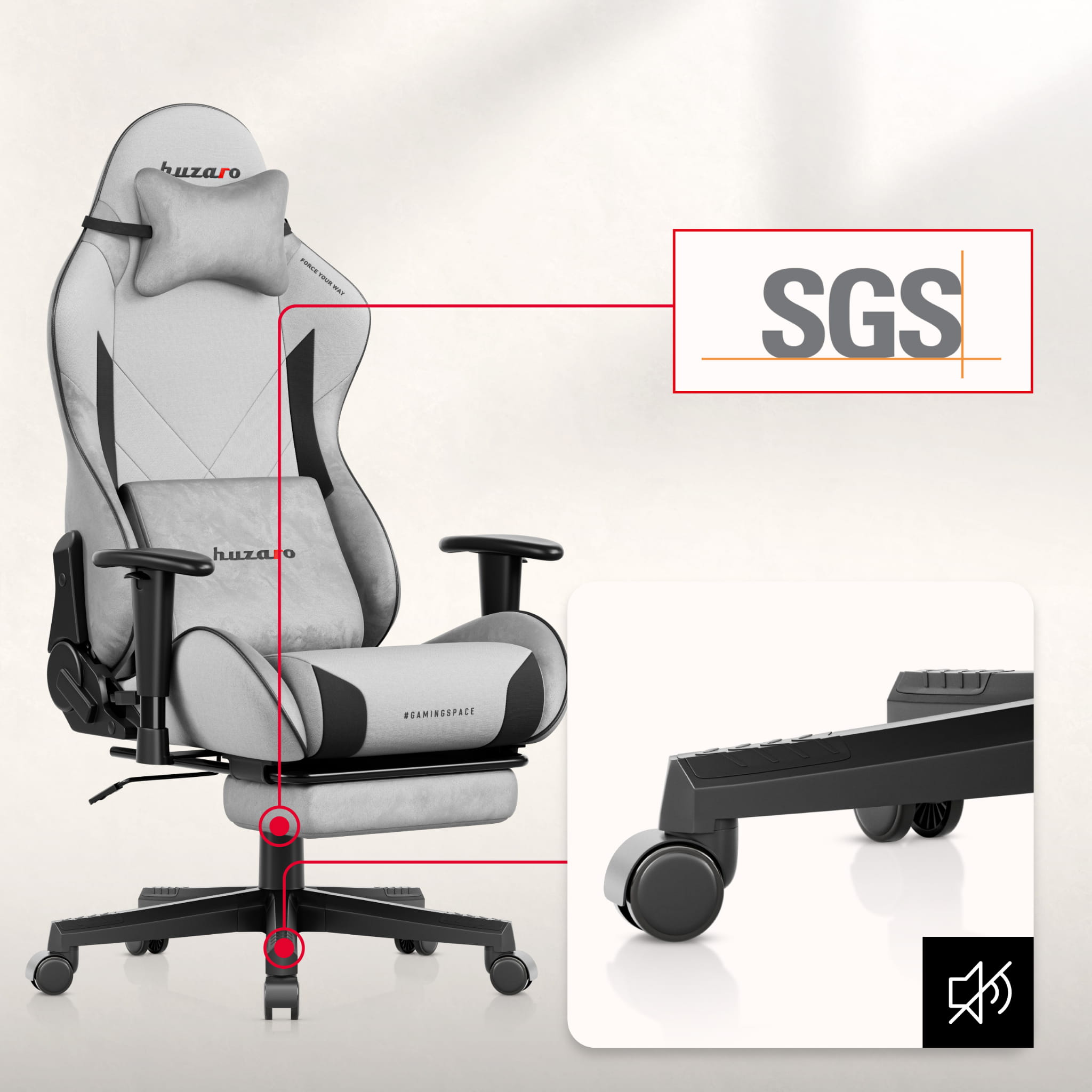Sillón gaming Huzaro Force 5.7 Grey