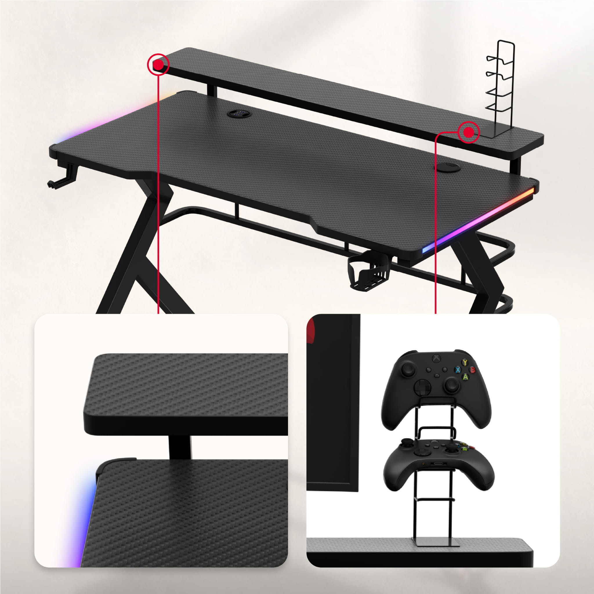 Escritorio para videojuegos Huzaro Hero 5.0 RGB LED de 120 cm