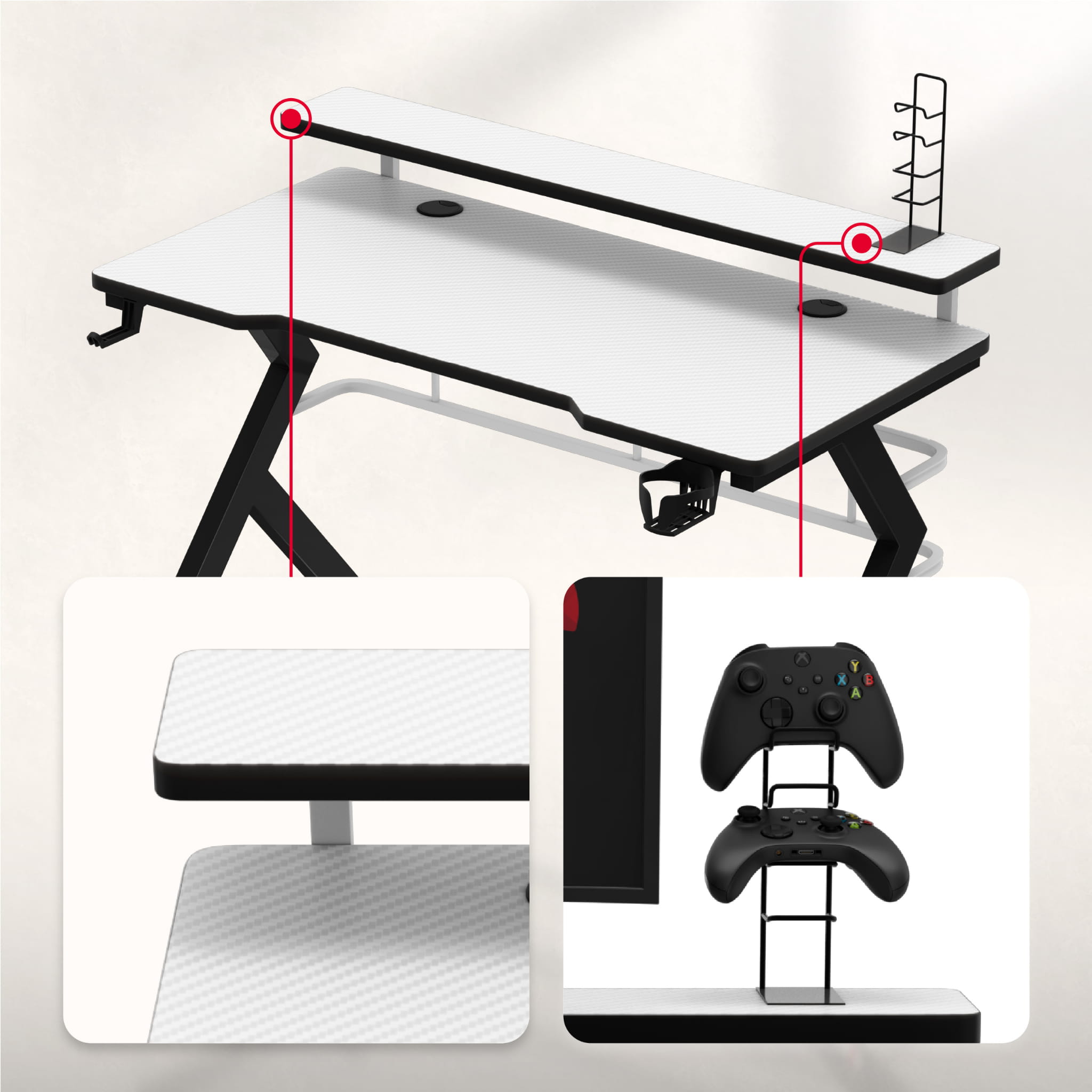 Escritorio para videojuegos Huzaro Hero 5.0 Blanco 120 cm