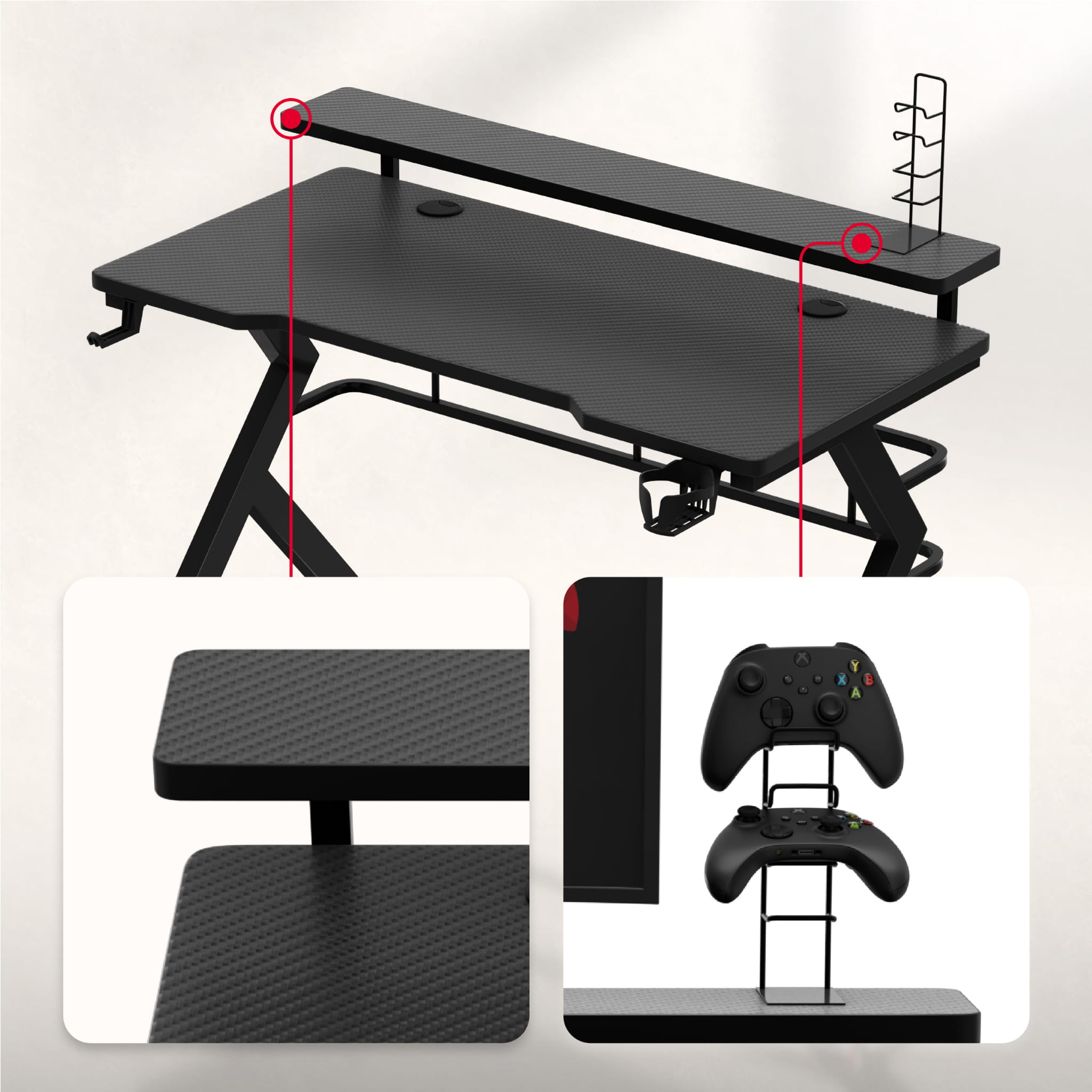 Escritorio para videojuegos Huzaro Hero 5.0 Negro 120 cm