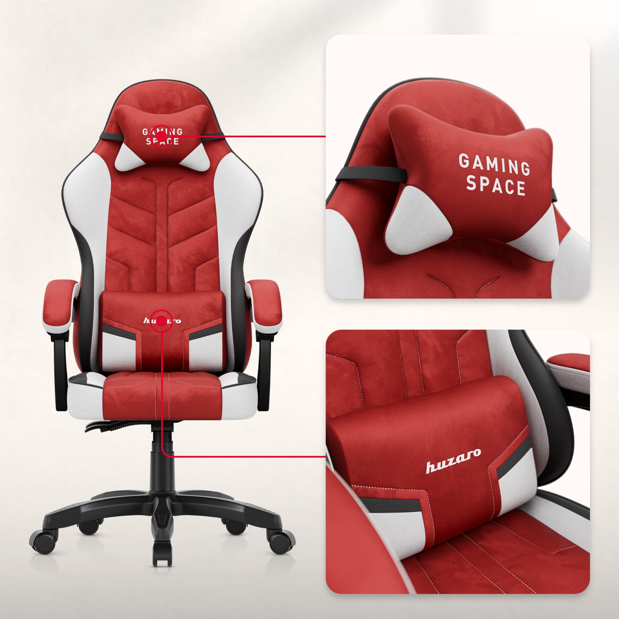 Sillón gaming de terciopelo Huzaro Force 2.7 Rojo