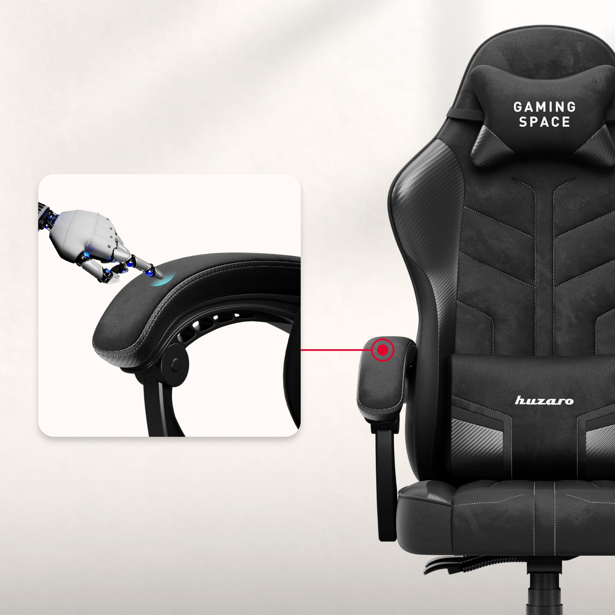 Sillón gaming de terciopelo Huzaro Force 2.7 Black Carbon