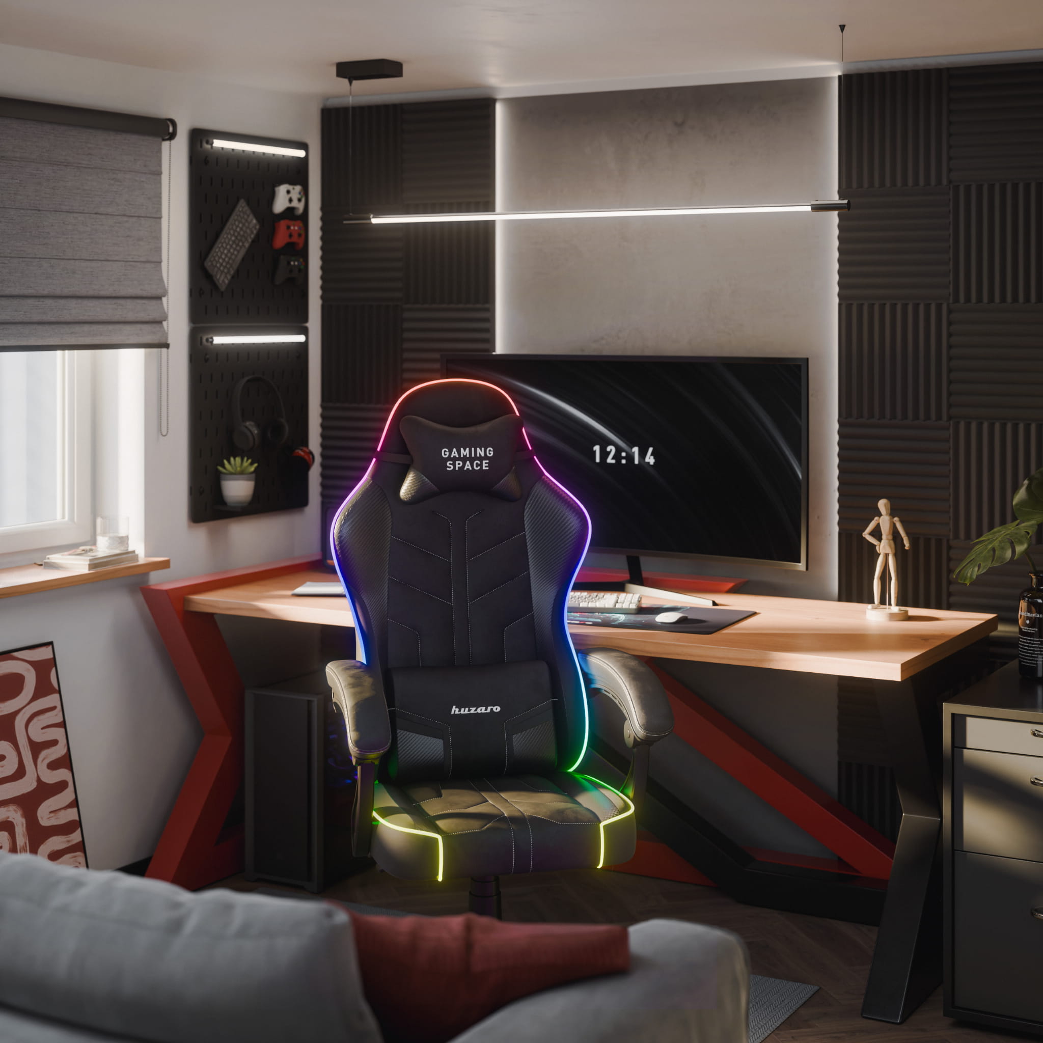 Sillón gaming de terciopelo Huzaro Force 2.7 RGB Black