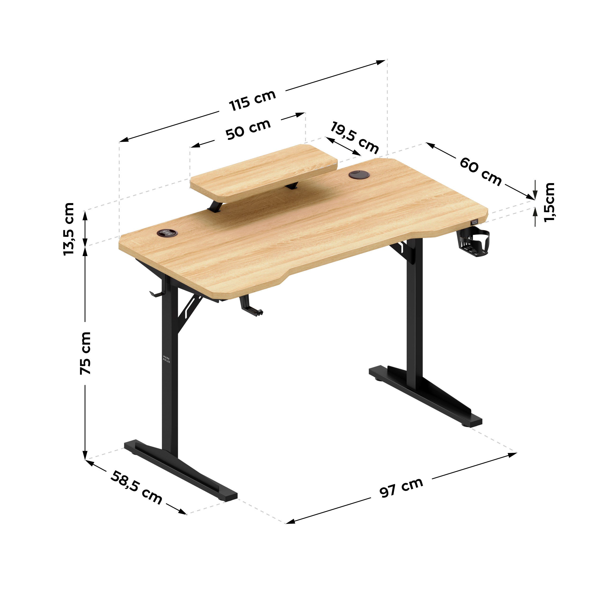 Escritorio para ordenador con estante Mark Adler Leader 5.1 Oak  115 cm