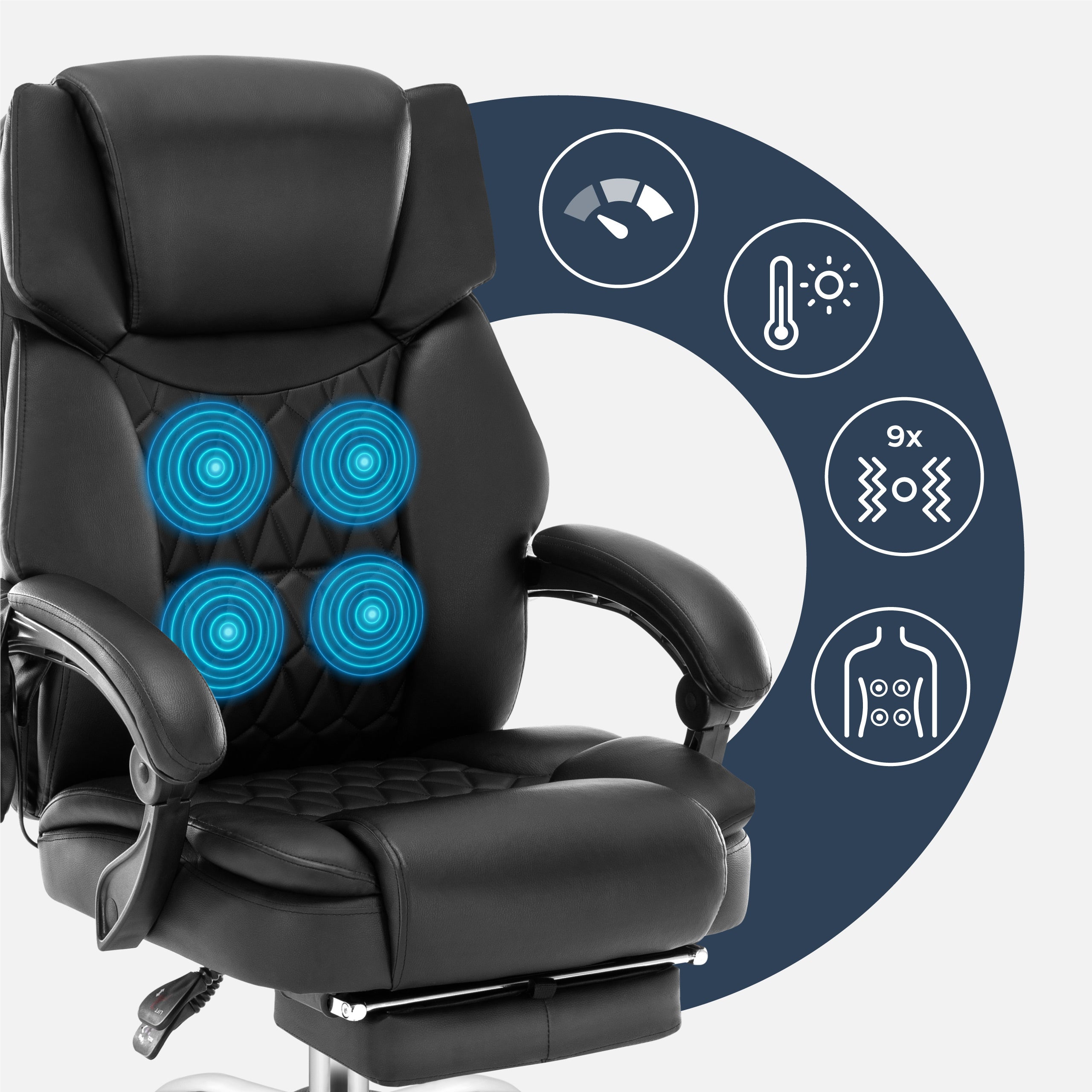 Sillón de oficina con función de masaje y reposapiés Mark Adler Boss 6.0
