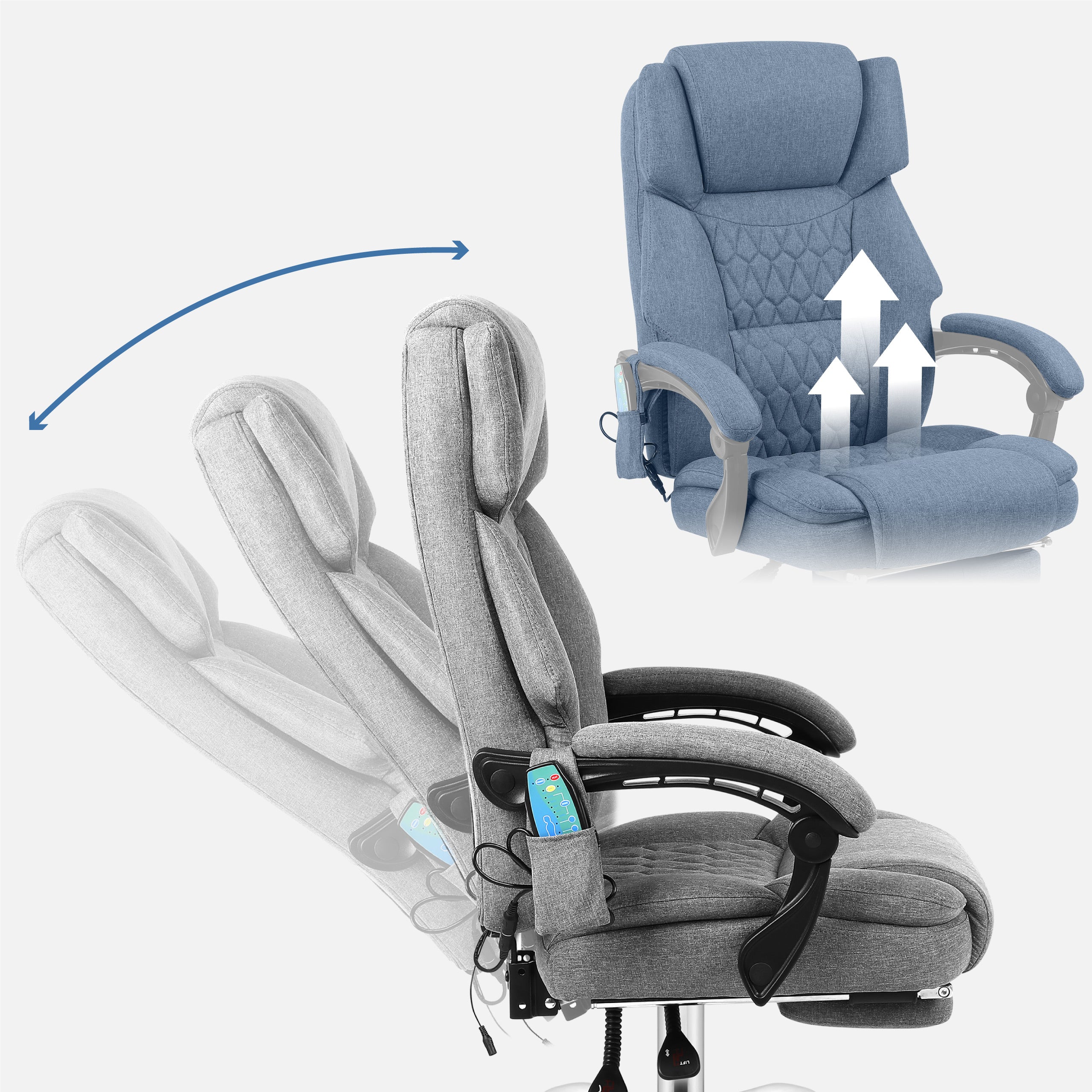 Sillón de oficina con función de masaje y reposapiés Mark Adler Boss 6.0 Grey
