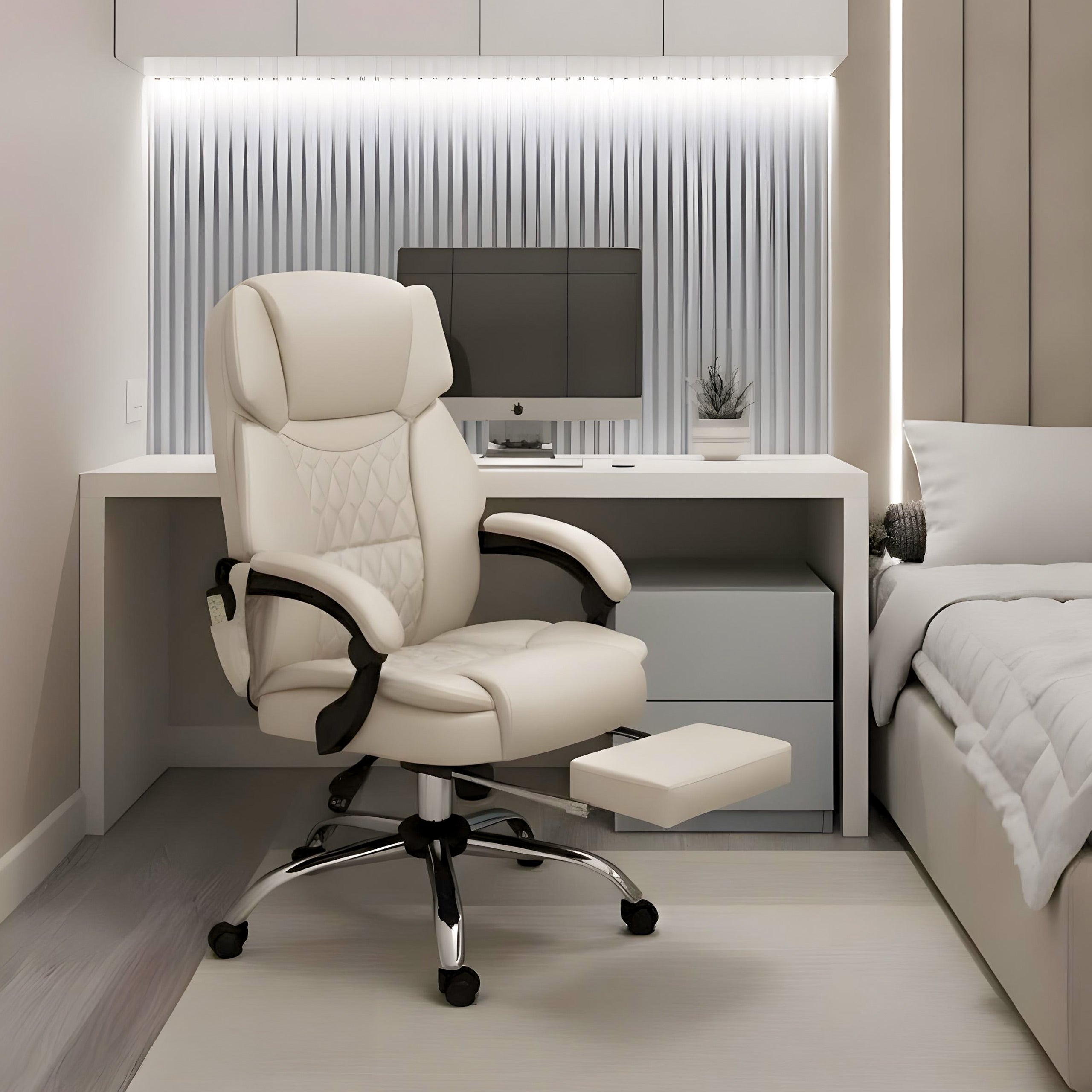 Sillón de oficina con función de masaje y reposapiés Mark Adler Boss 6.0 Beige