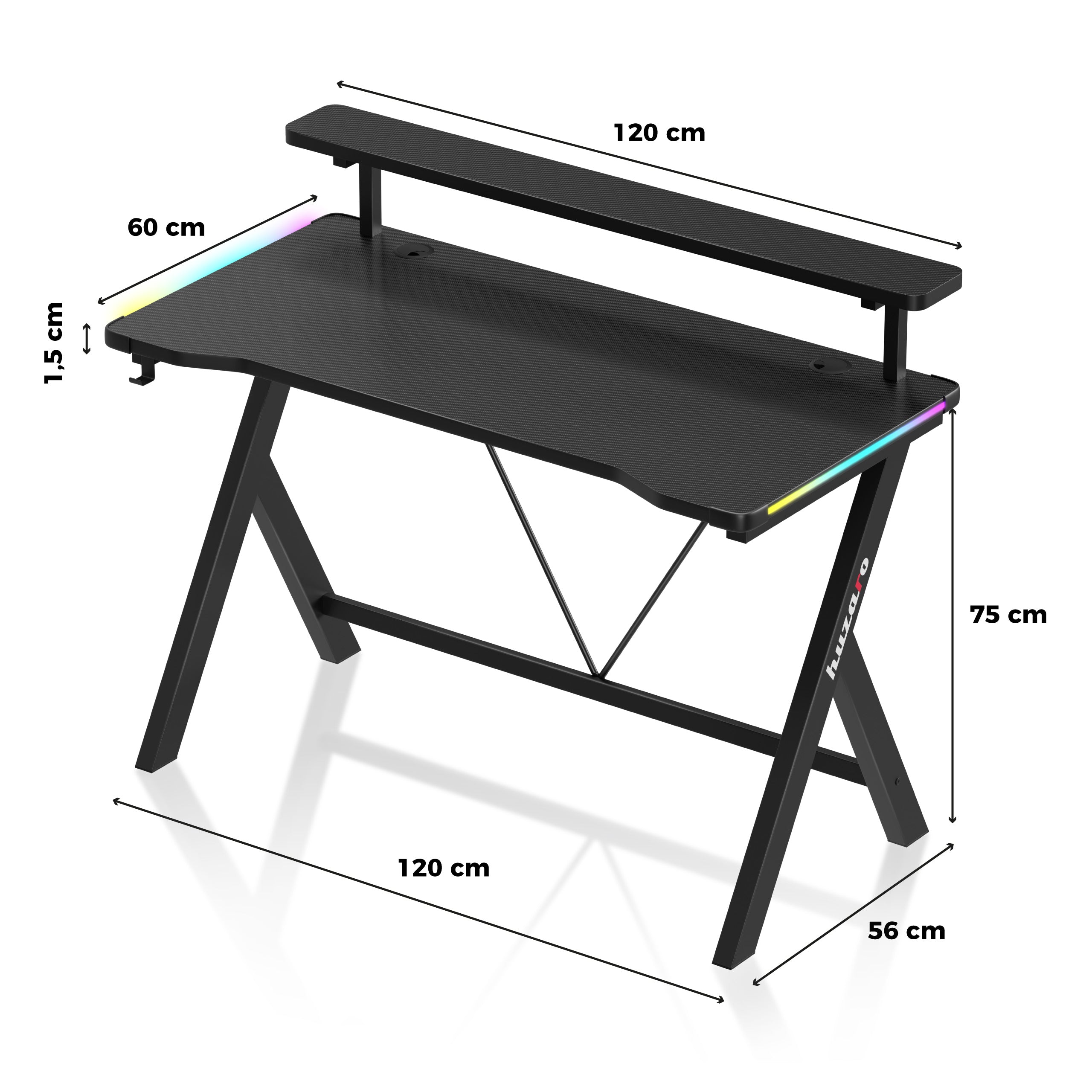 Escritorio gaming LED Huzaro Hero 1.9 RGB de 120 cm
