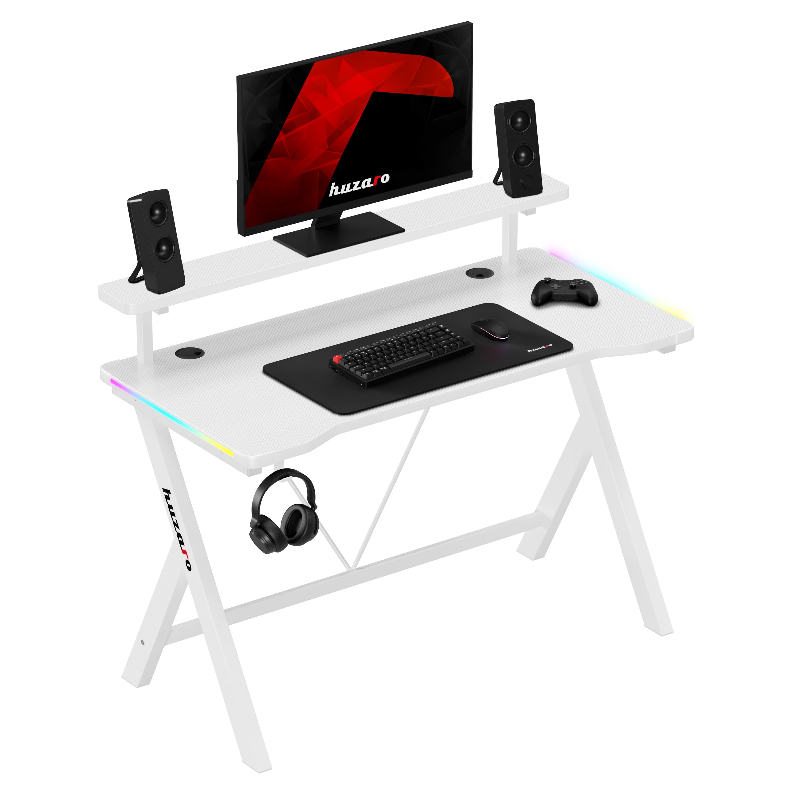 Escritorio gaming LED Huzaro Hero 1.9 RGB Blanco 120 cm