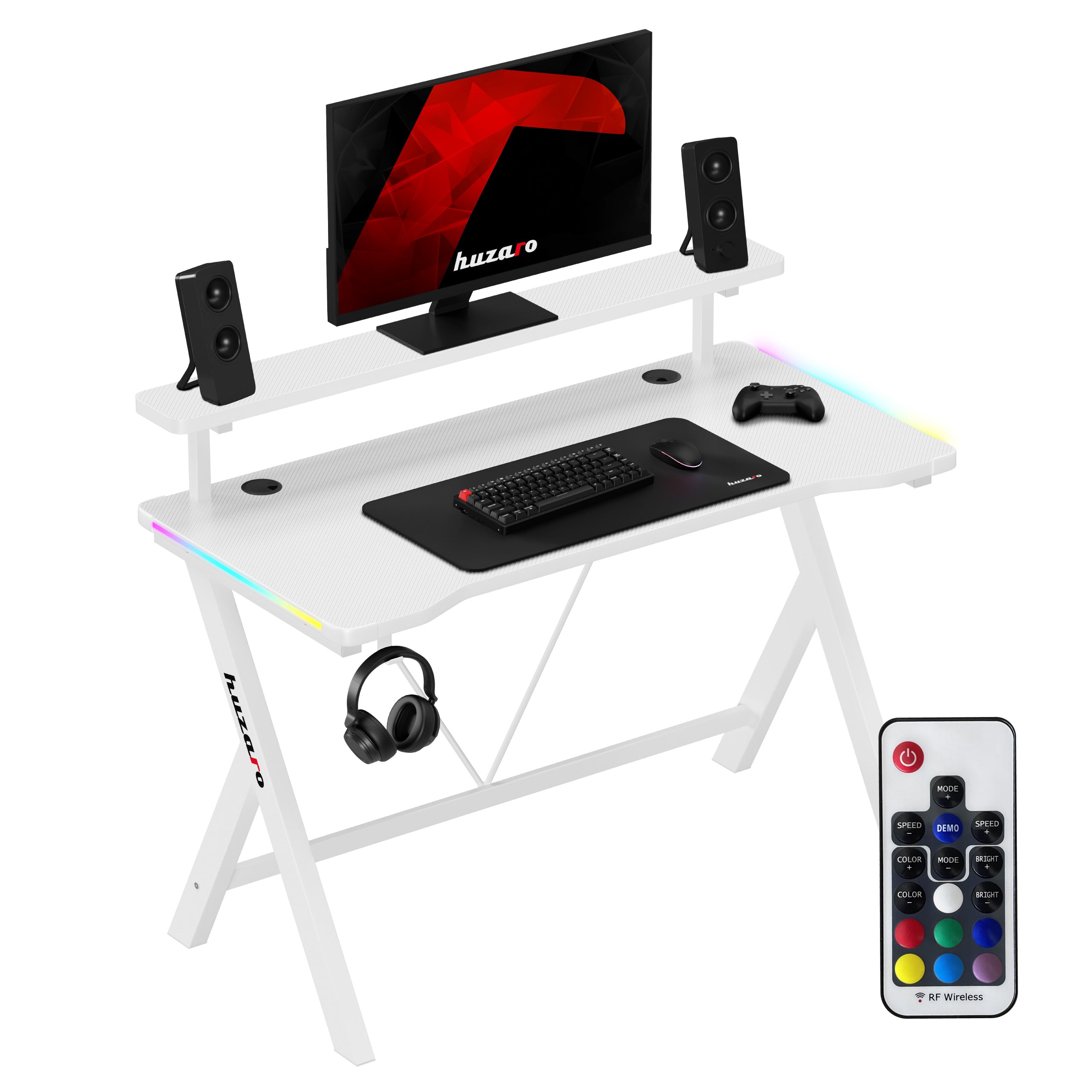 Escritorio gaming LED Huzaro Hero 1.9 RGB Blanco 120 cm