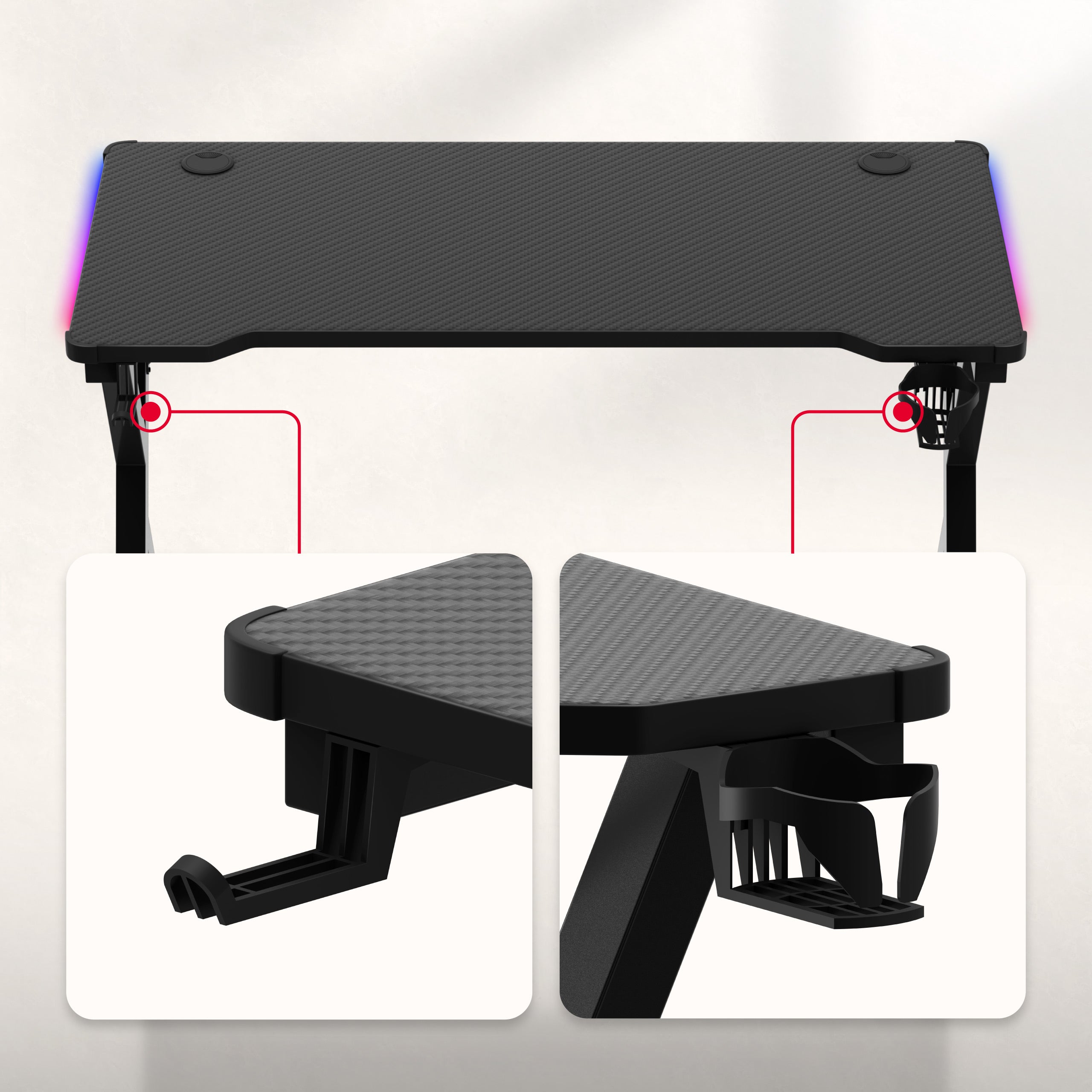 Escritorio gaming LED Huzaro Hero 2.3 RGB de 120 cm