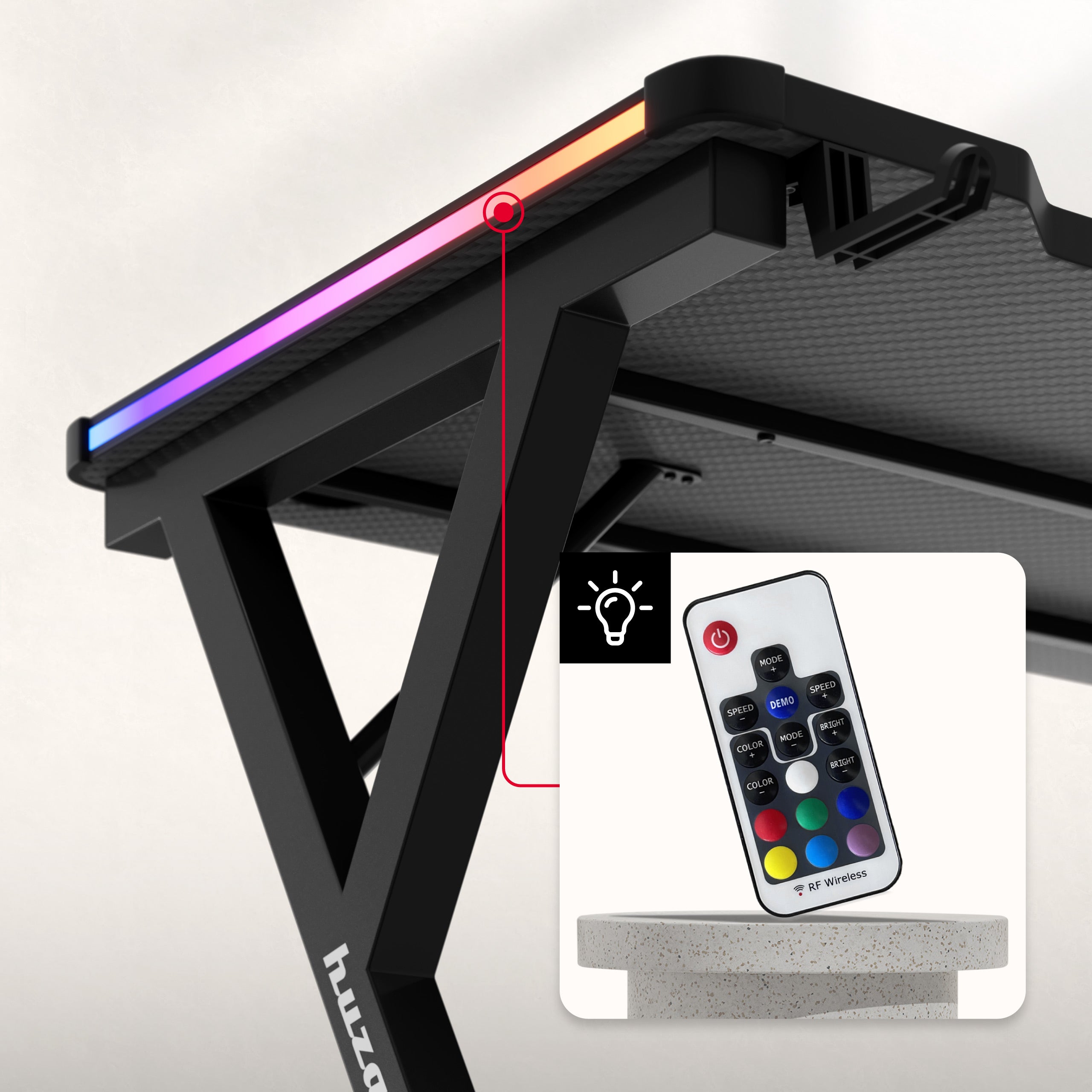 Escritorio gaming LED Huzaro Hero 2.3 RGB de 120 cm