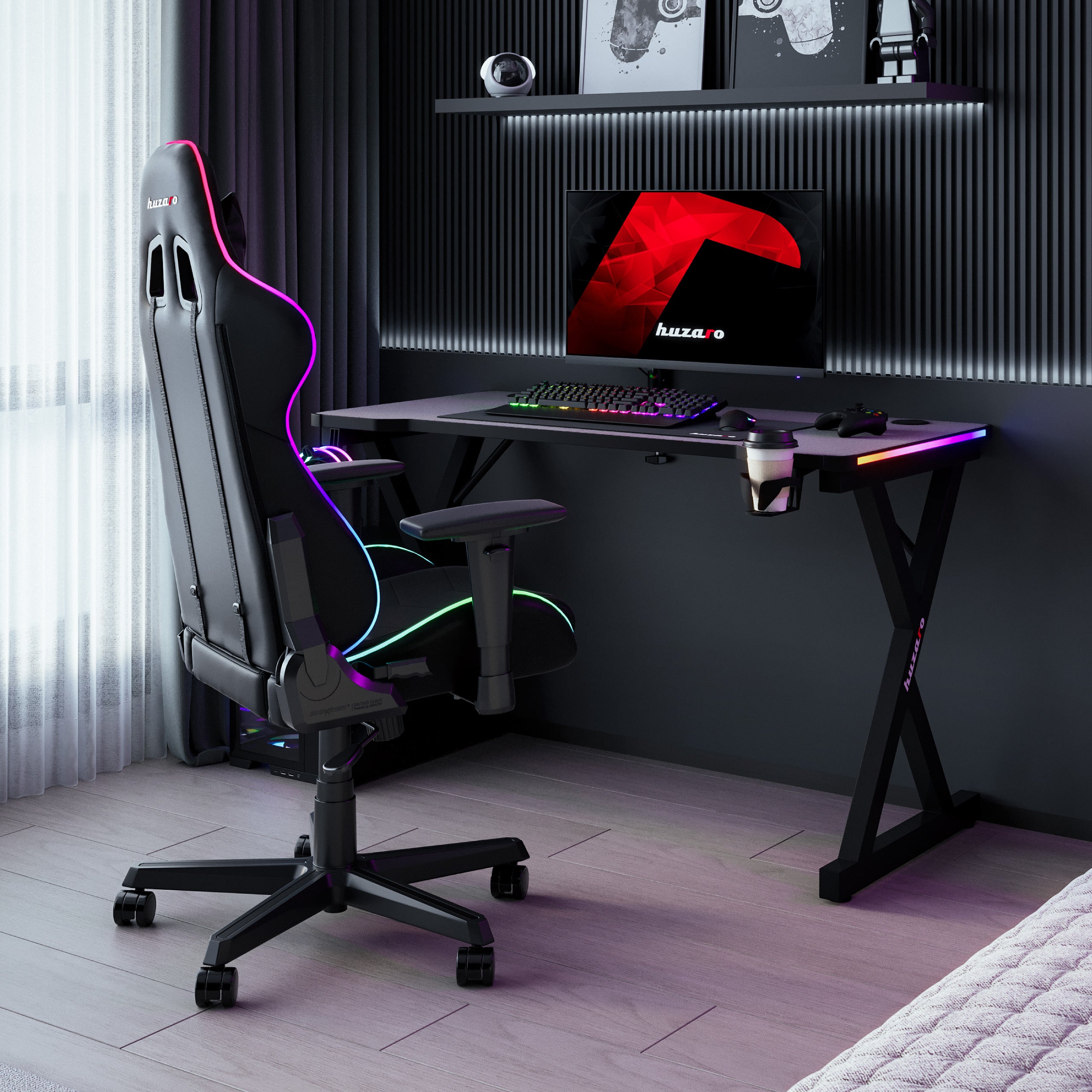 Escritorio gaming LED Huzaro Hero 2.3 RGB de 120 cm