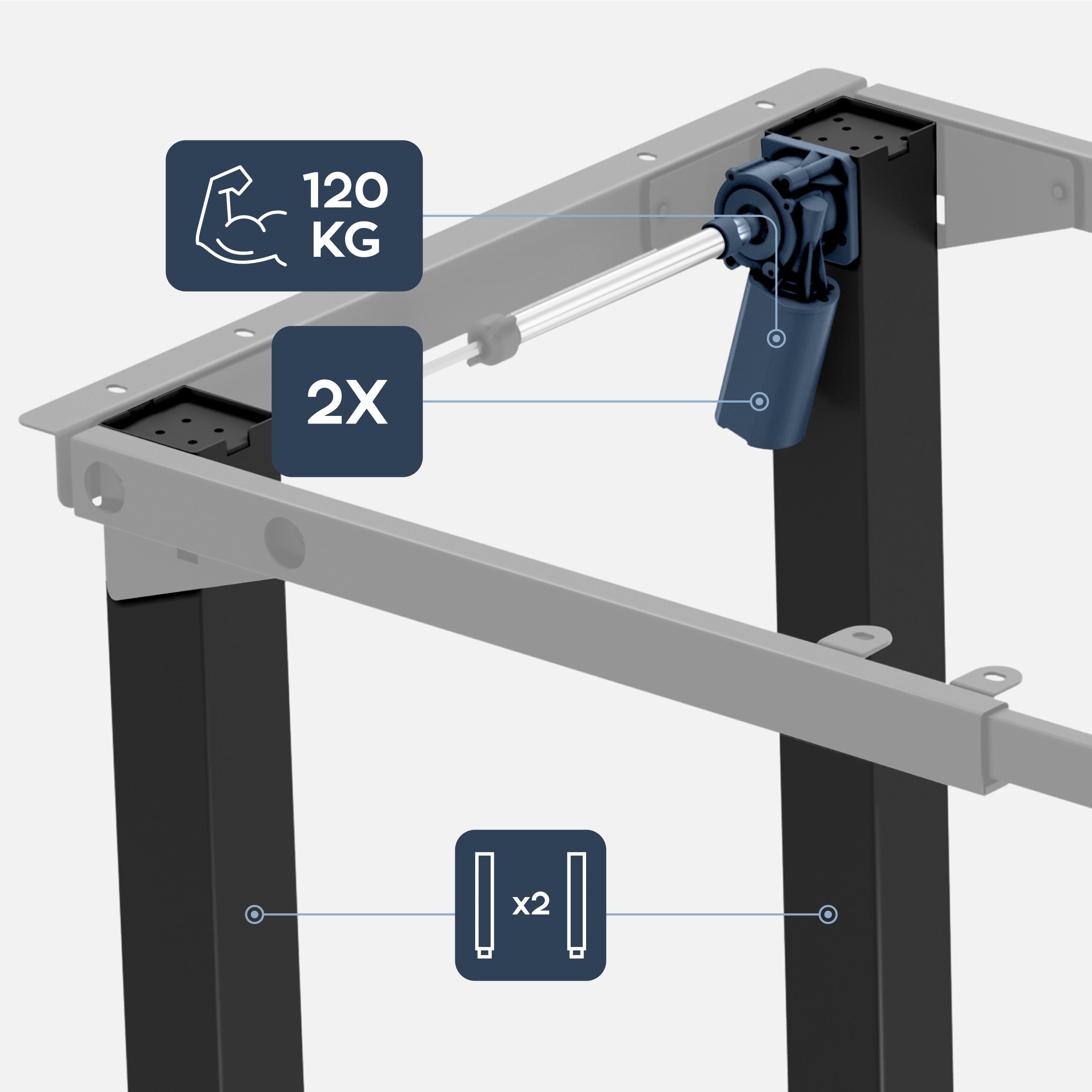 Estructura de escritorio eléctrica con dos motores Mark Adler Xeno 5.0 Black