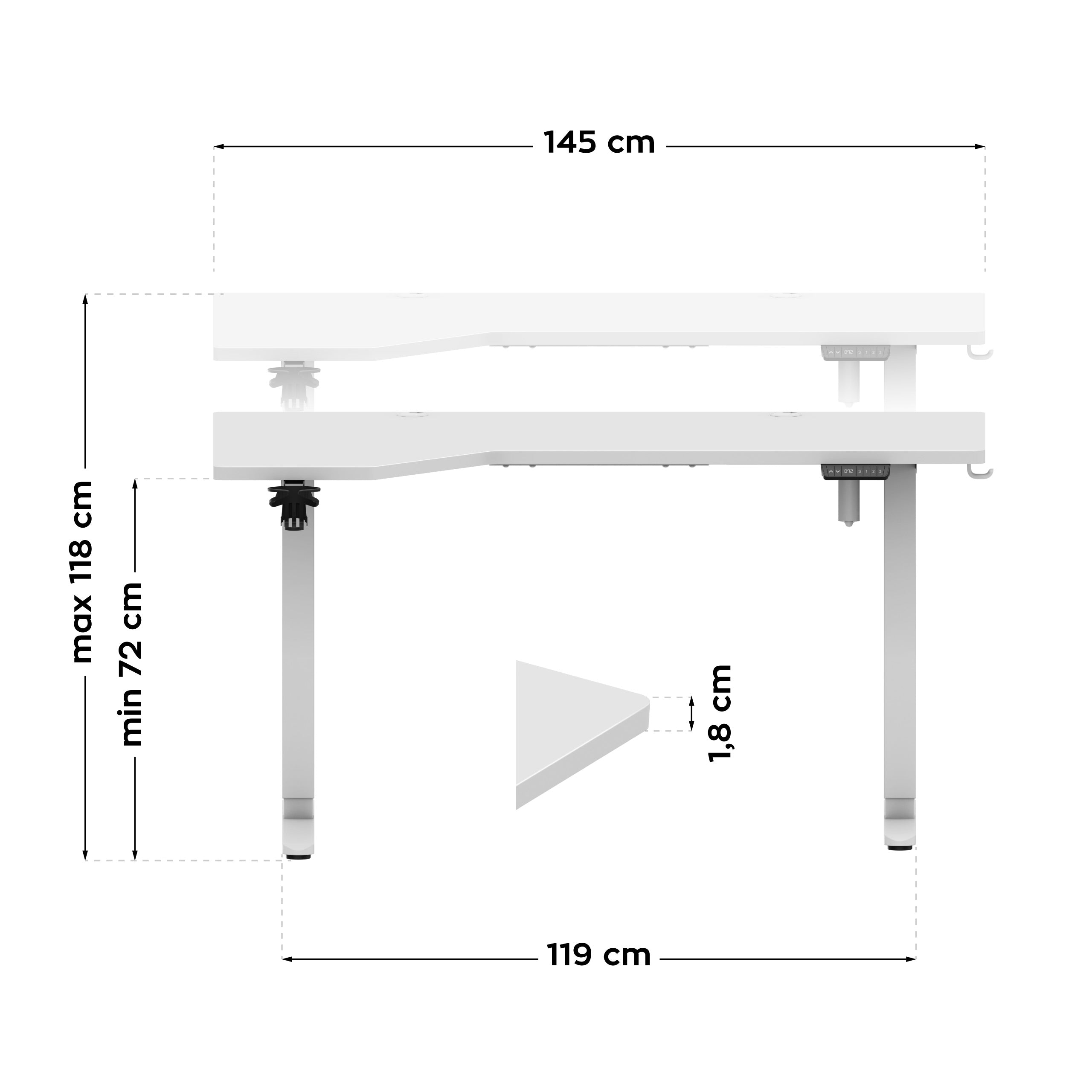 Escritorio eléctrico Mark Adler Leader 9.1 White de 145 cm