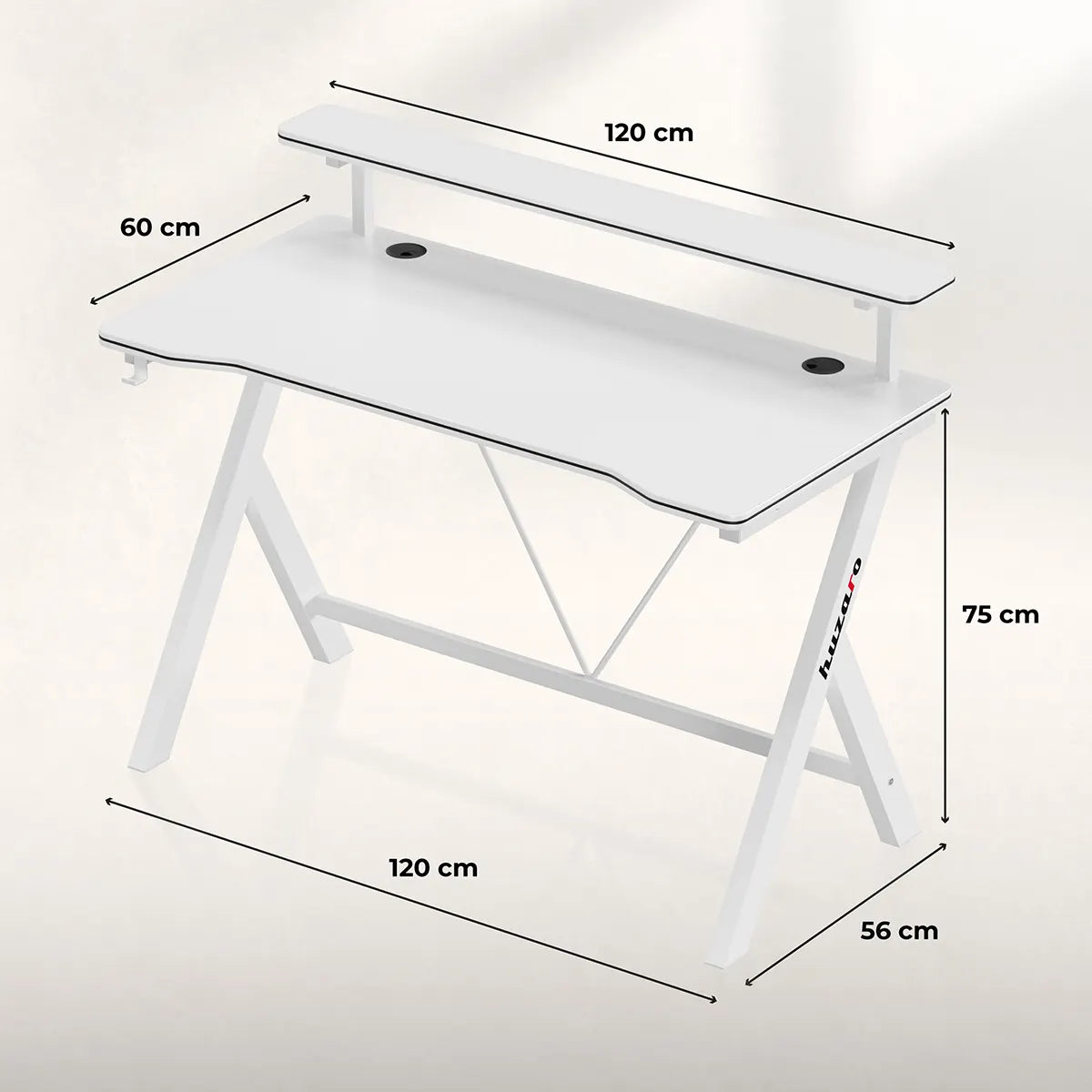 Escritorio para videojuegos de 120 cm Huzaro Hero 1.9 Blanco