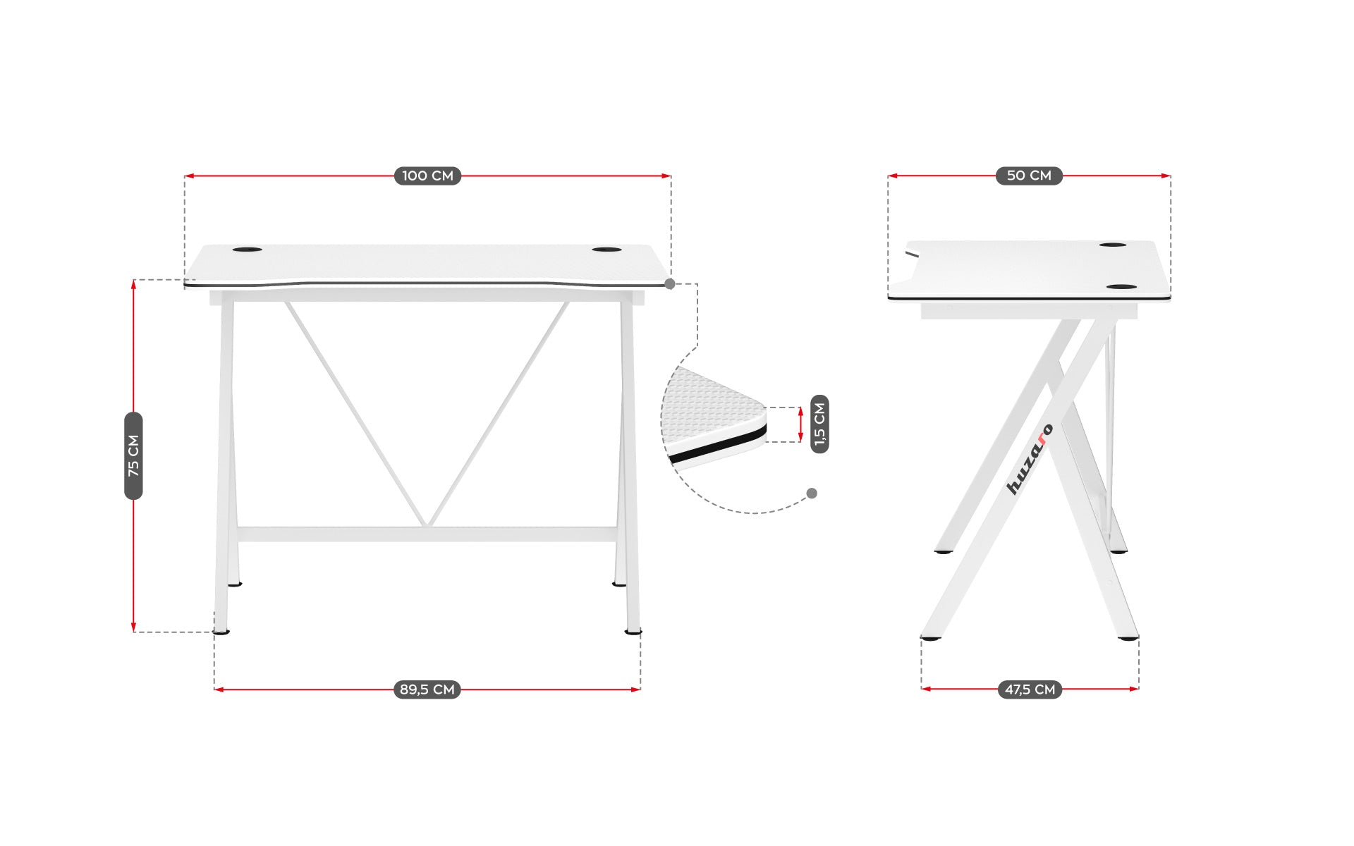 Escritorio para videojuegos Huzaro Hero 1.4 Blanco 100 cm