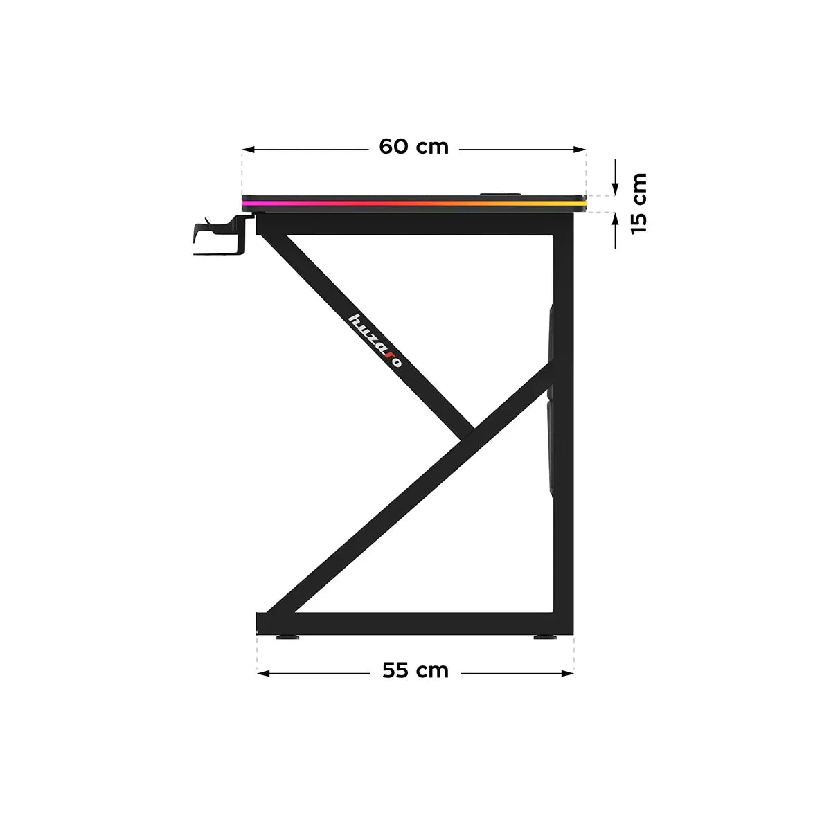 Escritorio para videojuegos Huzaro Hero 1.7 RGB Negro 120 cm