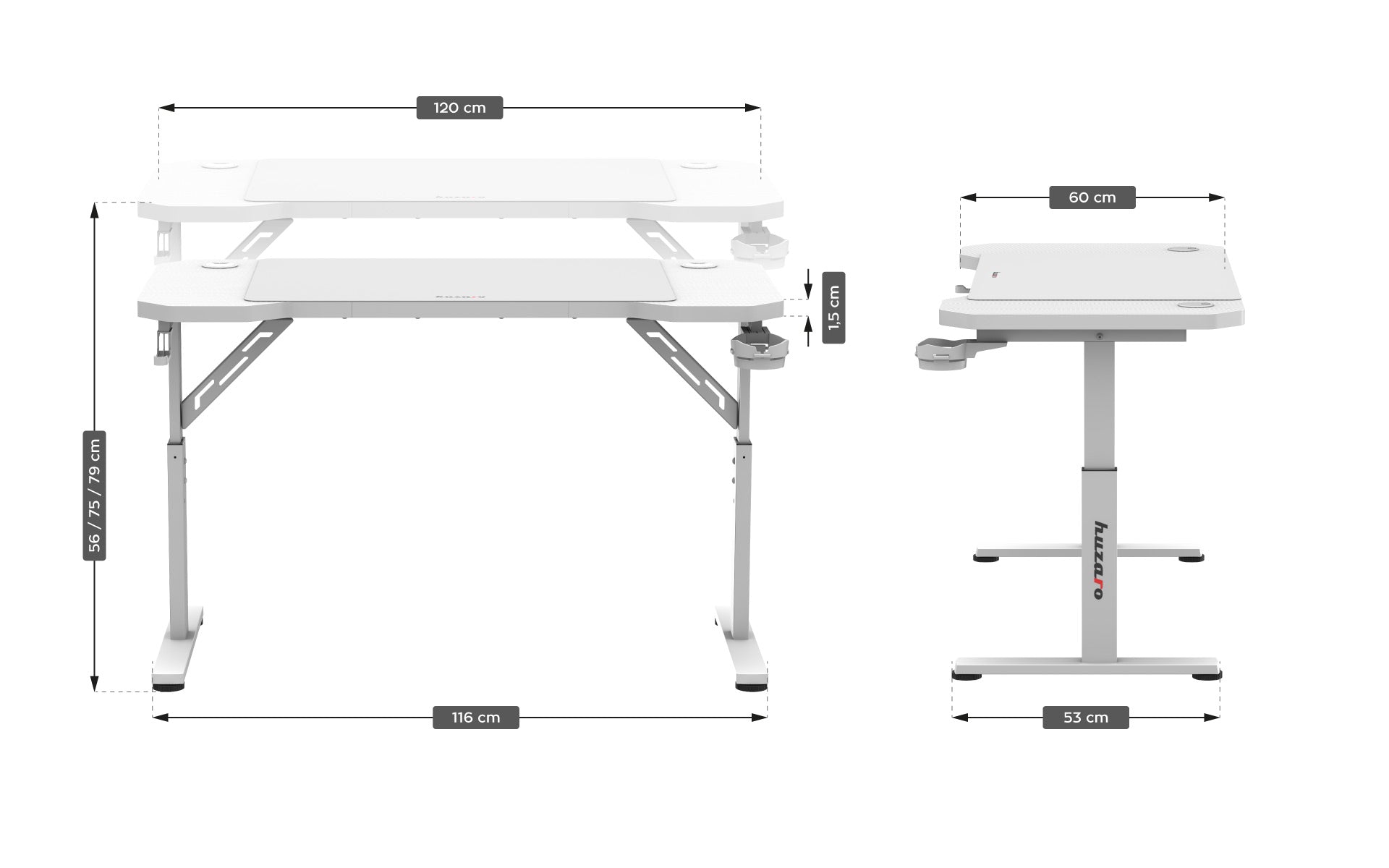 Escritorio para videojuegos Huzaro Hero 2.6 Blanco 120 cm