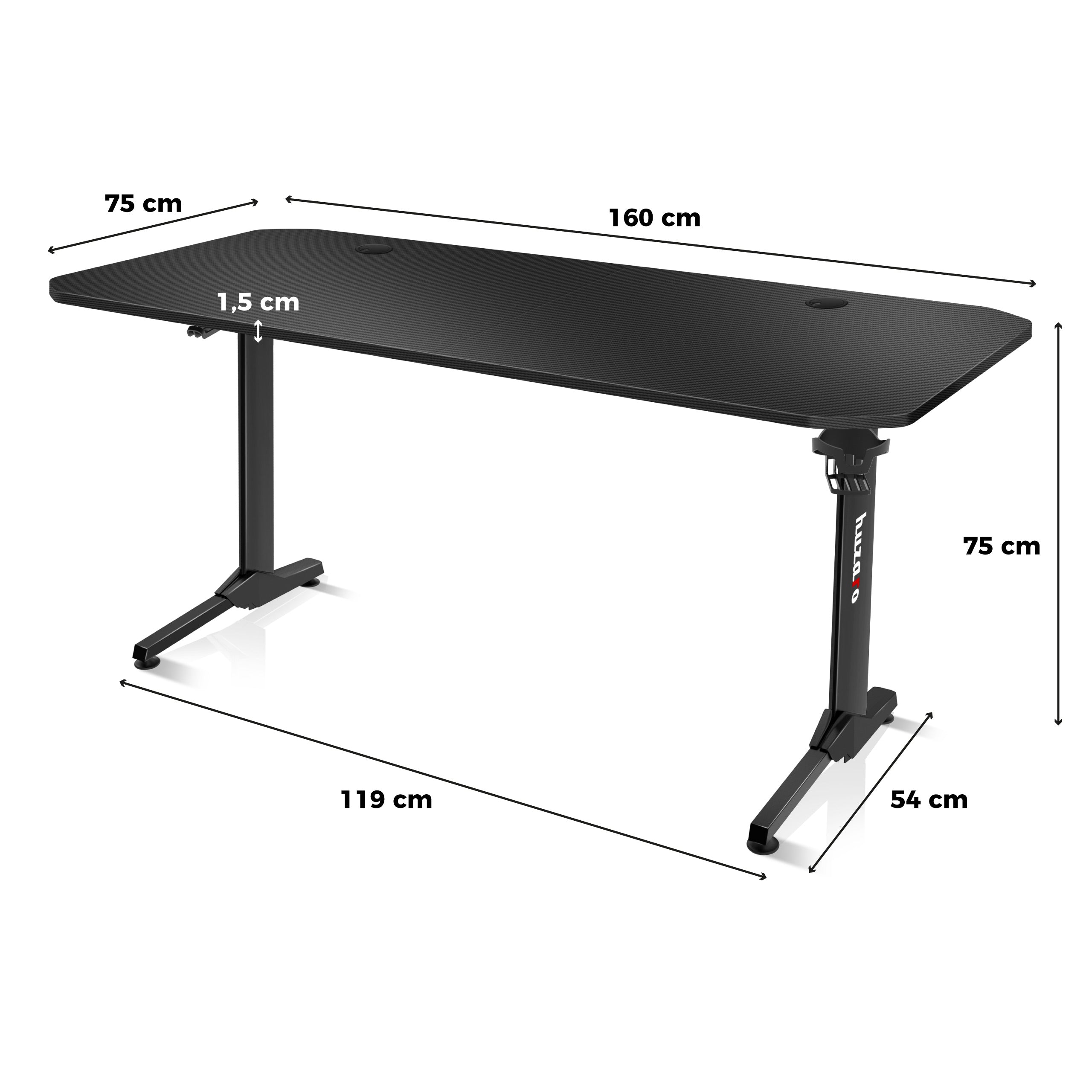 Escritorio para videojuegos Huzaro Hero 4.7 Black de 160 cm