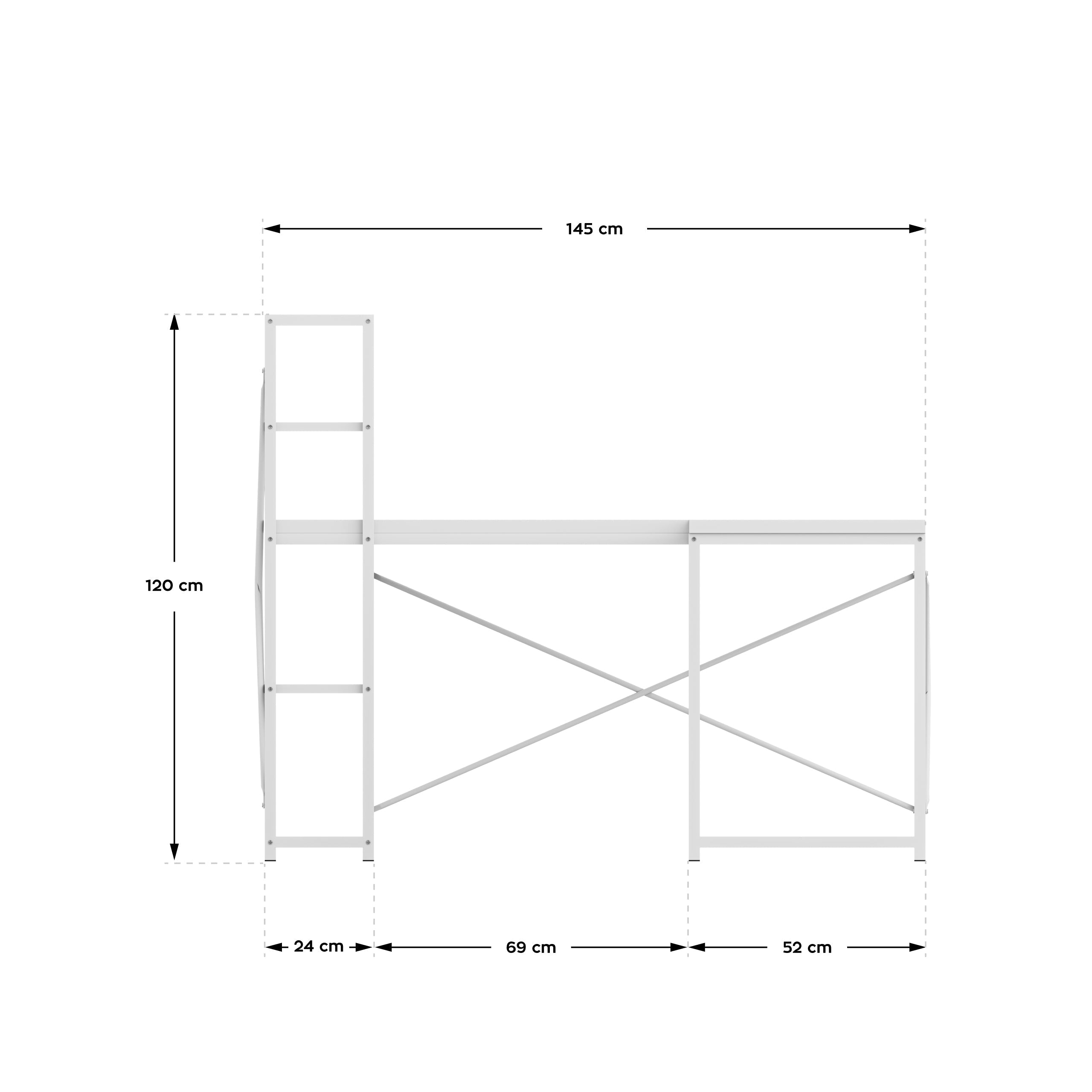 Escritorio esquinero con estantes Mark Adler Leader 5.9 White 145 cm