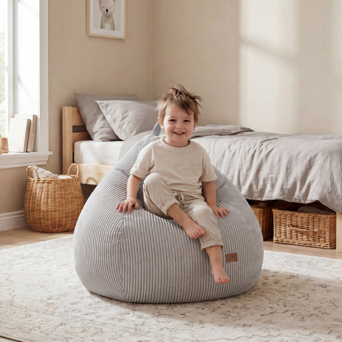 Puf tipo saco de pana gris Mark Adler Comfy 1.0 Grey