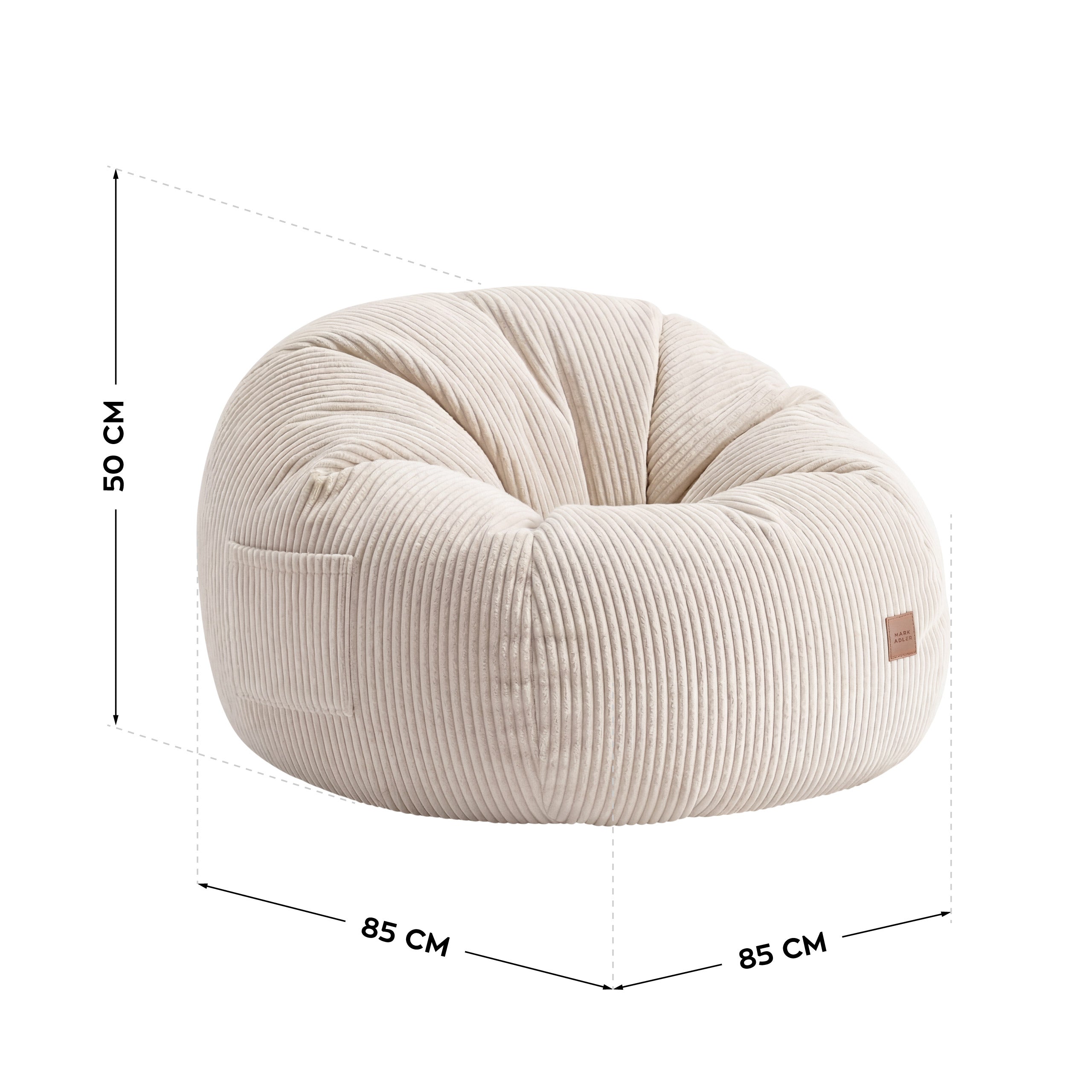 Sillón puf de pana con reposapiés Mark Adler Comfy 3.0 Beige