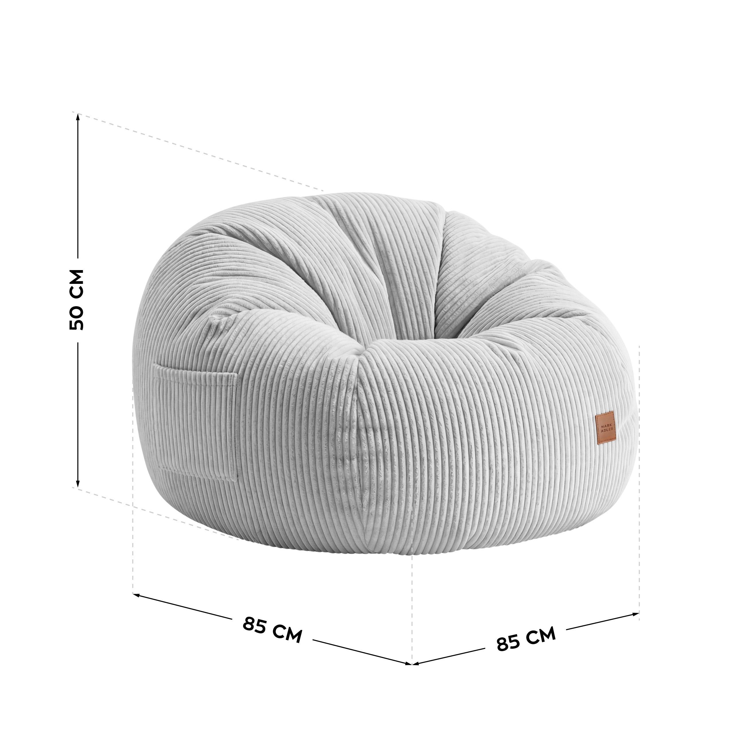 Sillón puf de pana con reposapiés Mark Adler Comfy 3.0 Grey