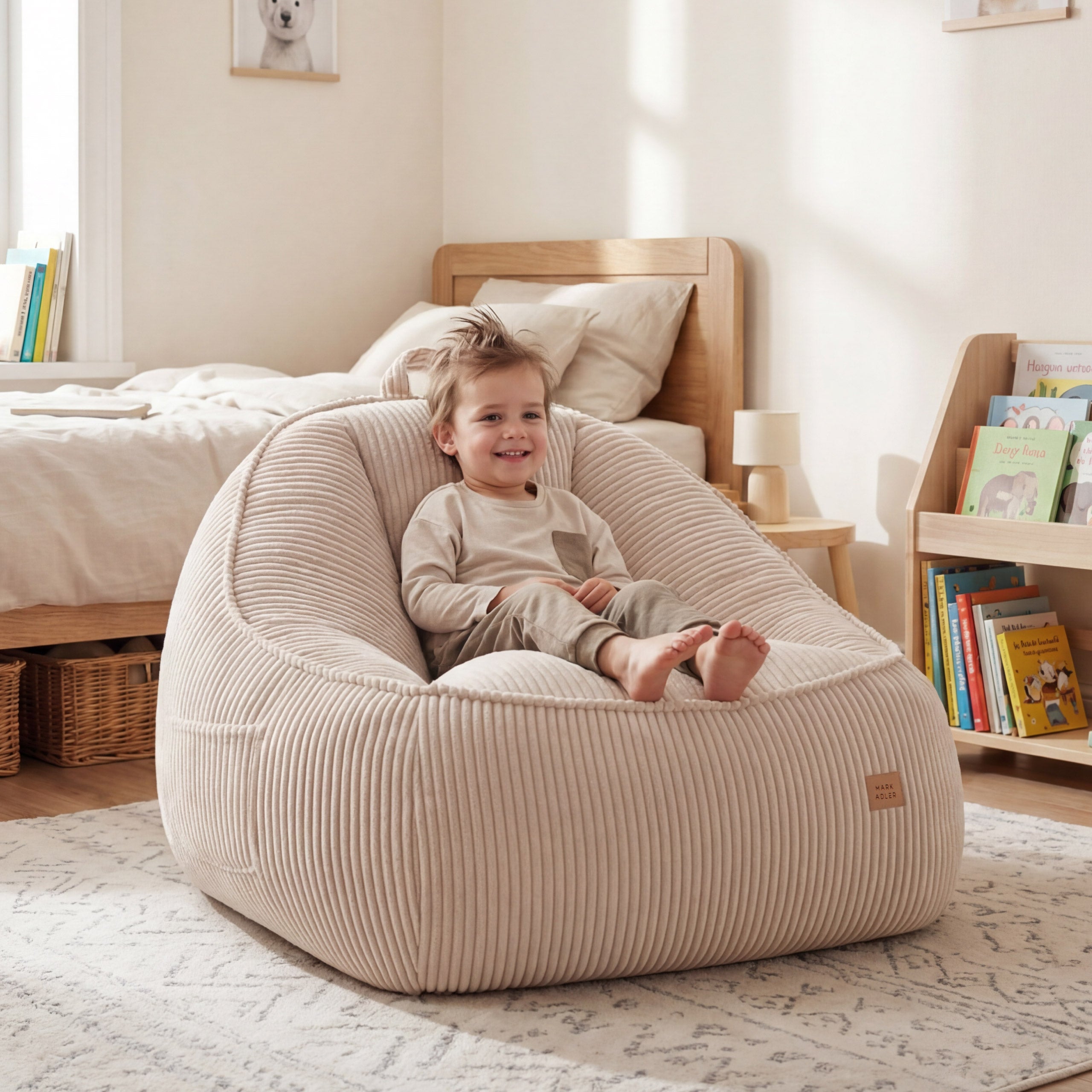 Puf con respaldo de pana Mark Adler Comfy 4.0 Beige