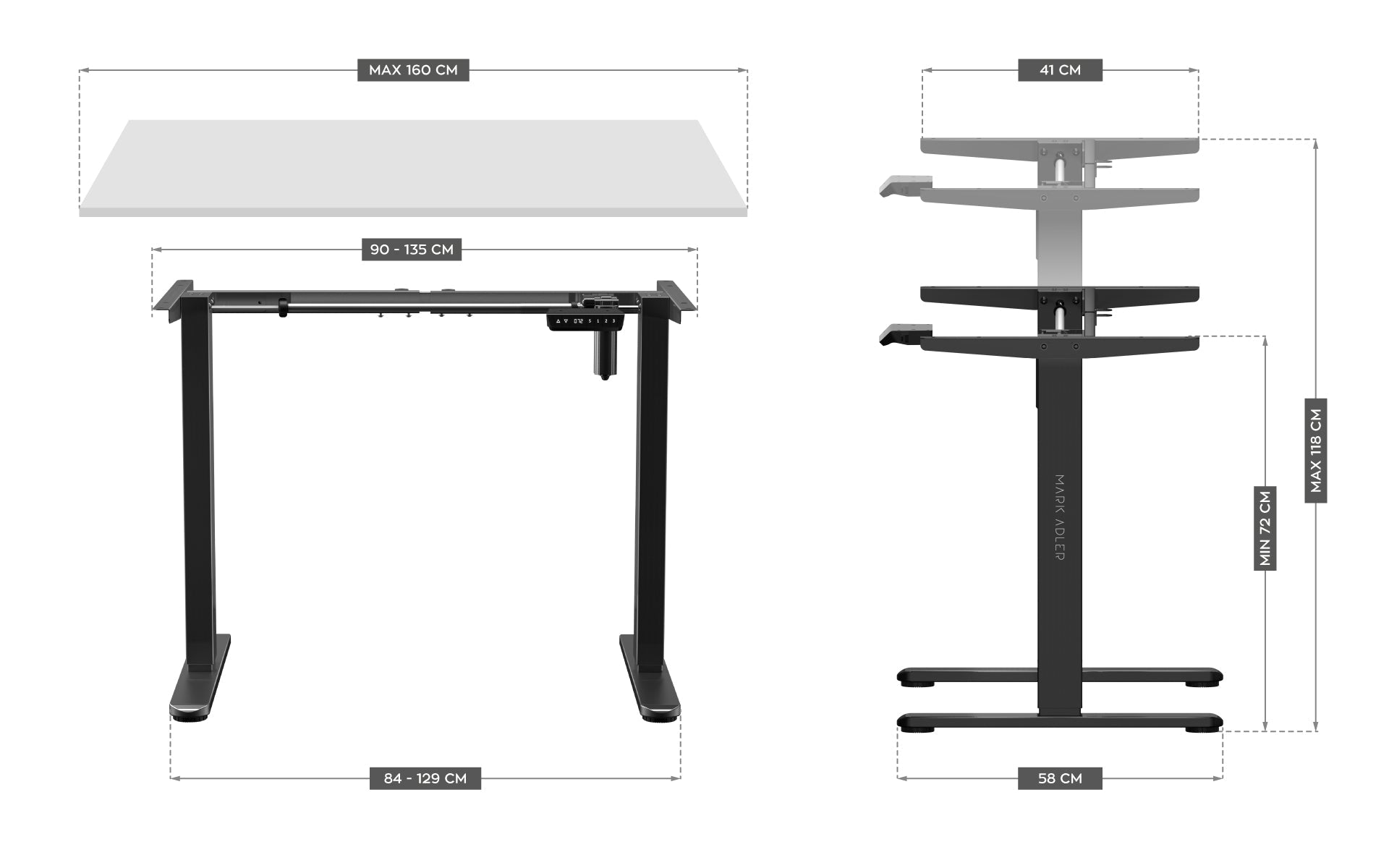 Estructura eléctrica para escritorio MARK ADLER Xeno 4.1 Black