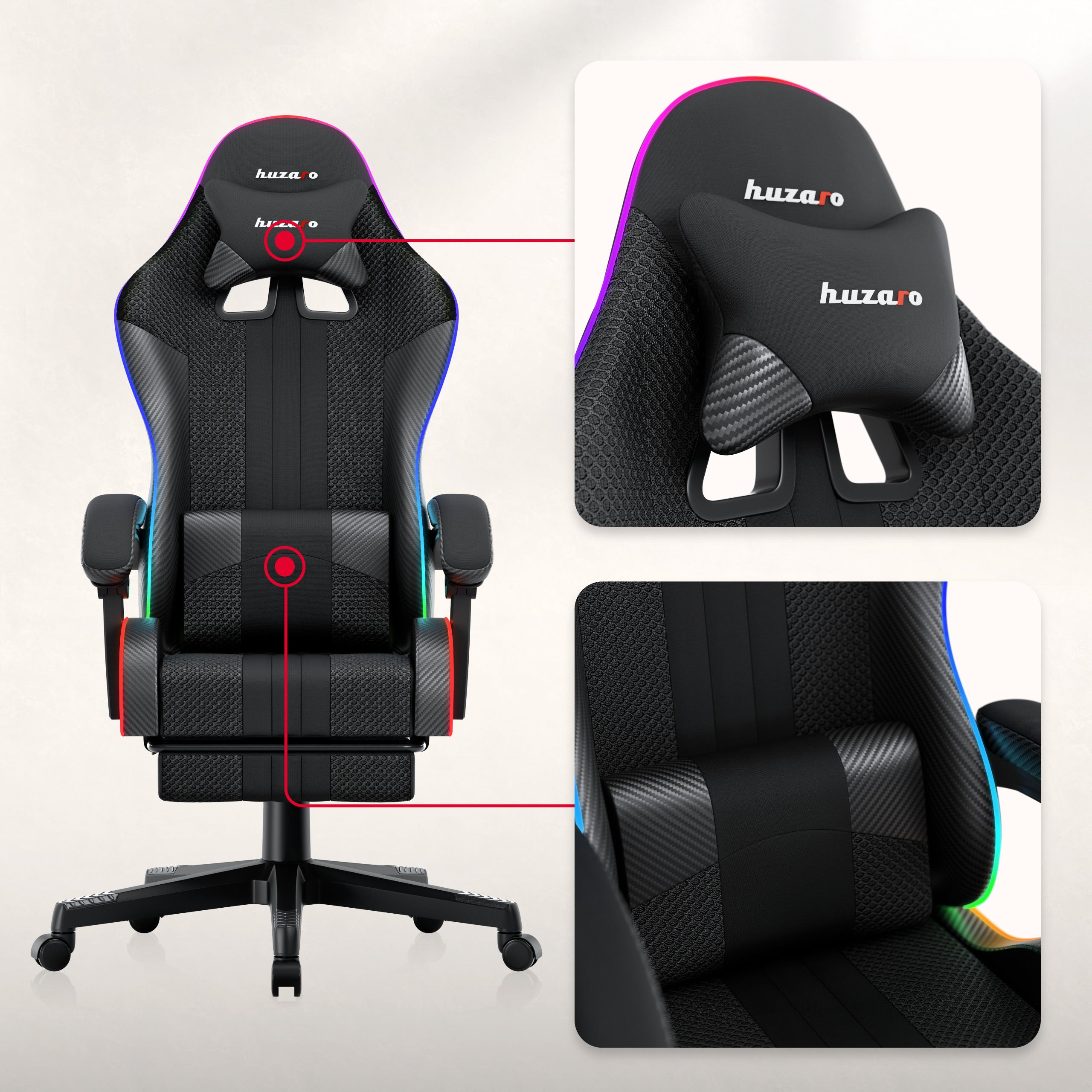 Sillón gaming HUZARO Force 4.7 RGB Mesh