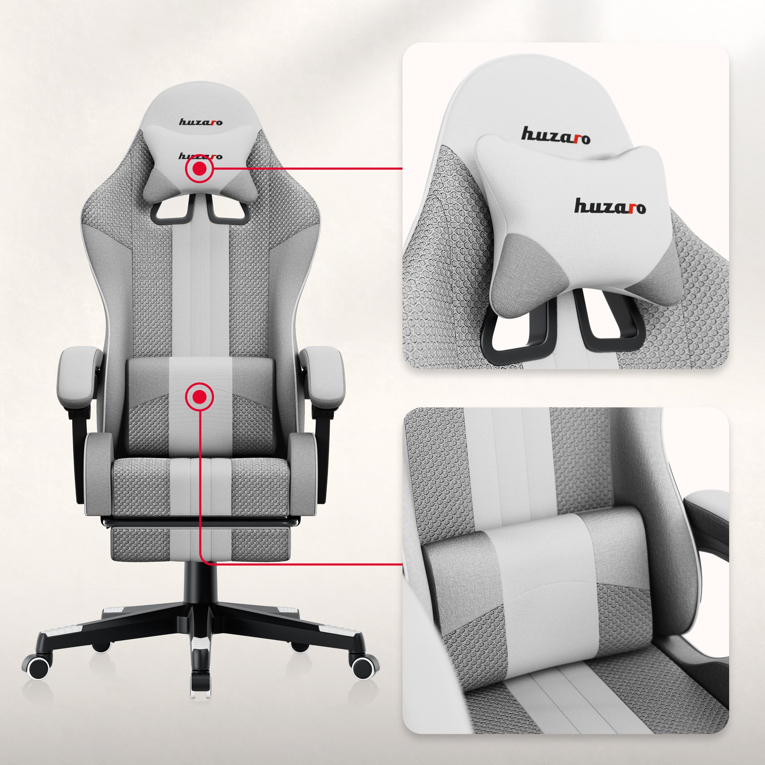 Sillón gaming HUZARO Force 4.7 White Mesh