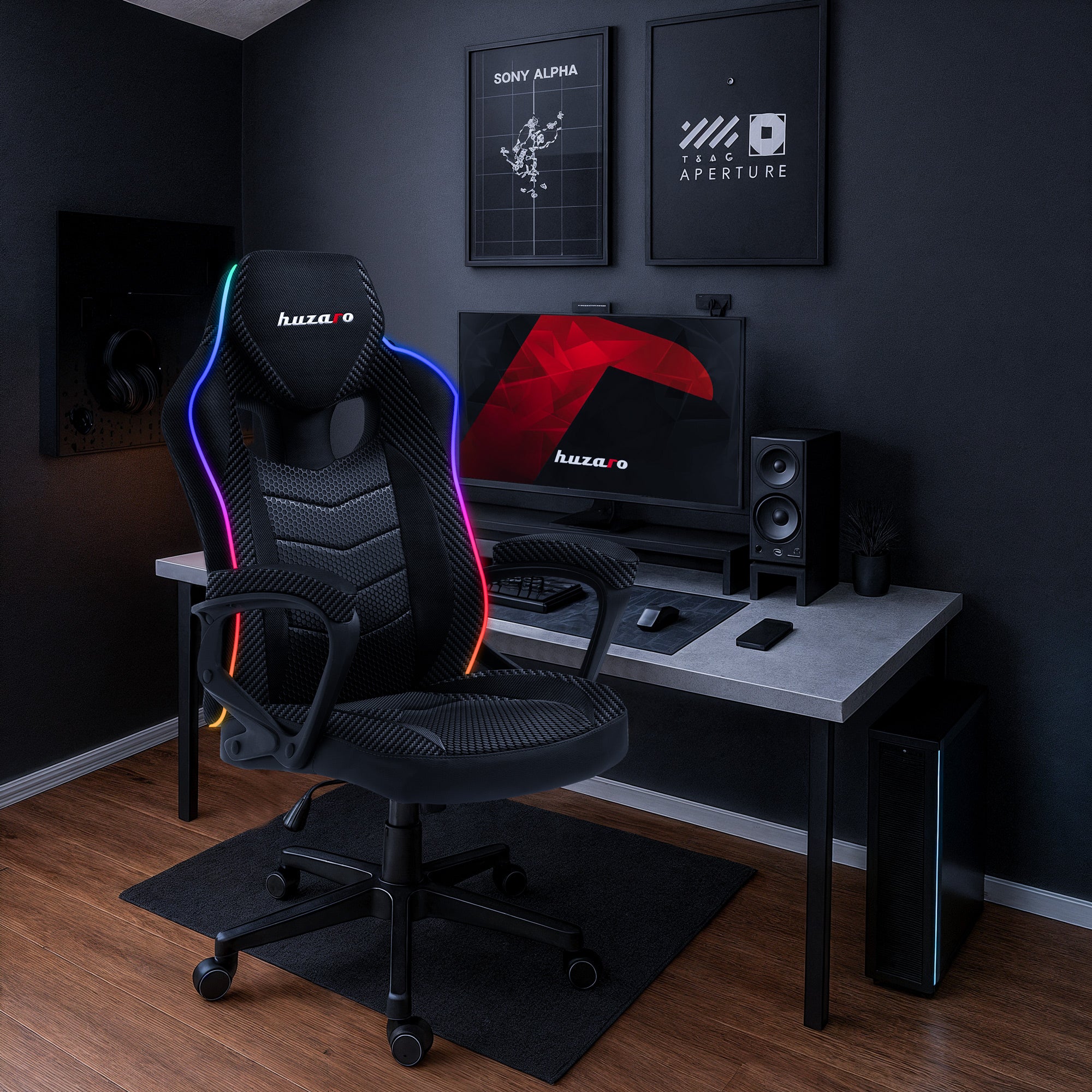 Sillón gaming Huzaro Force 2.5 RGB Carbon Mesh