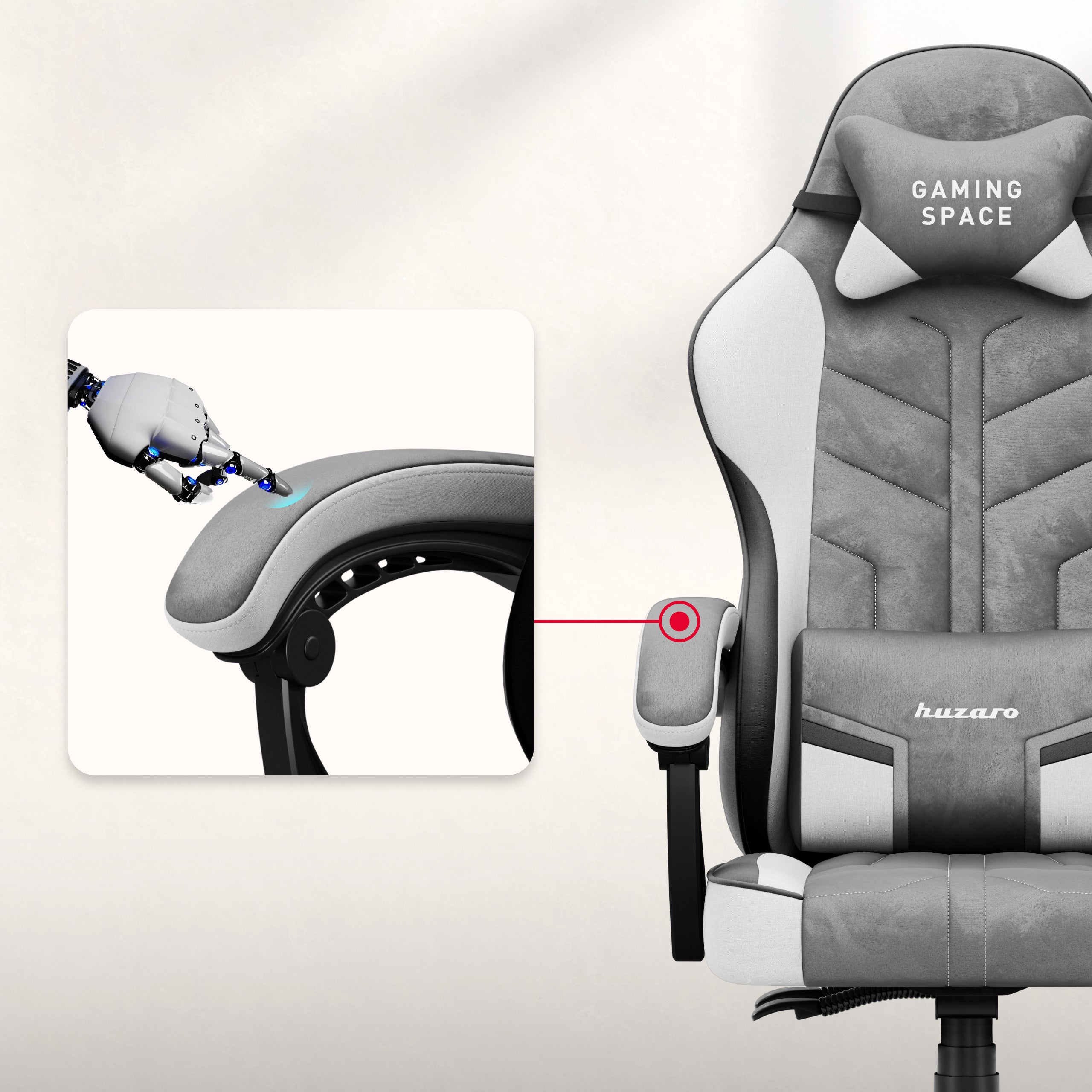 Sillón gaming de terciopelo Huzaro Force 2.7 Grey