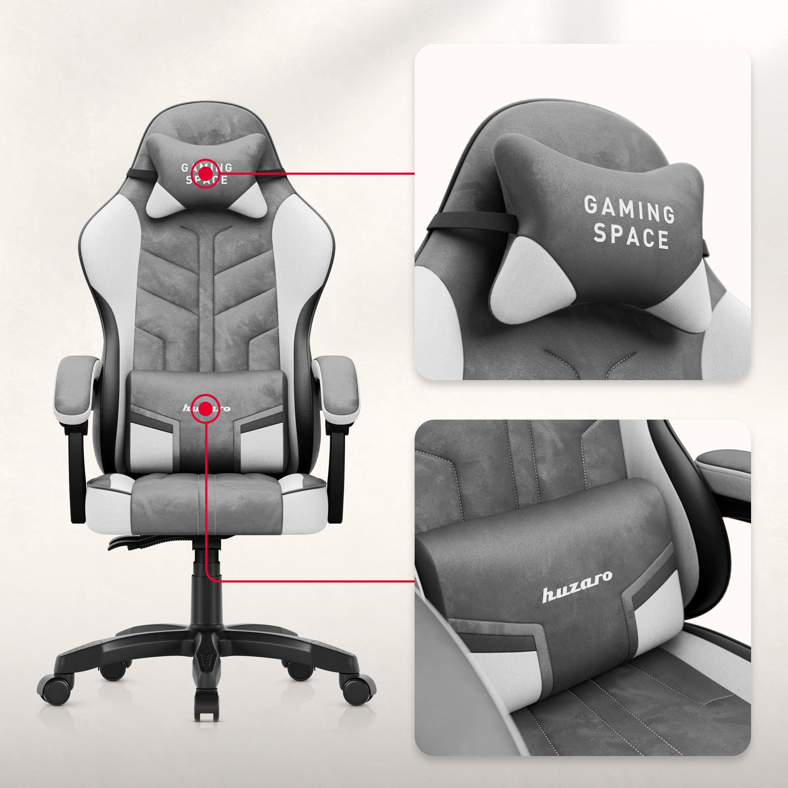 Sillón gaming de terciopelo Huzaro Force 2.7 Grey